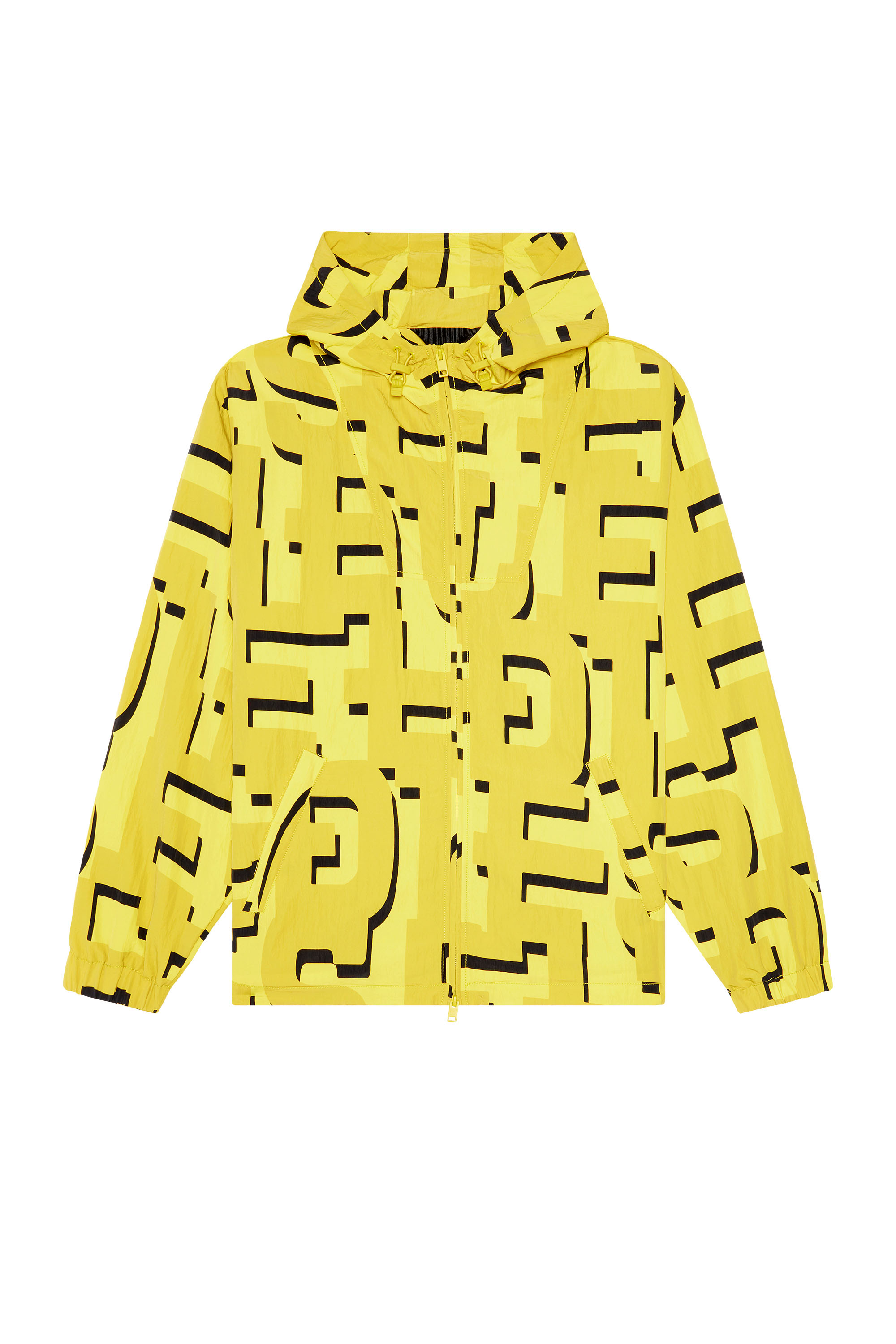 Men's Nylon windbreaker with monogram print | Yellow | Diesel
