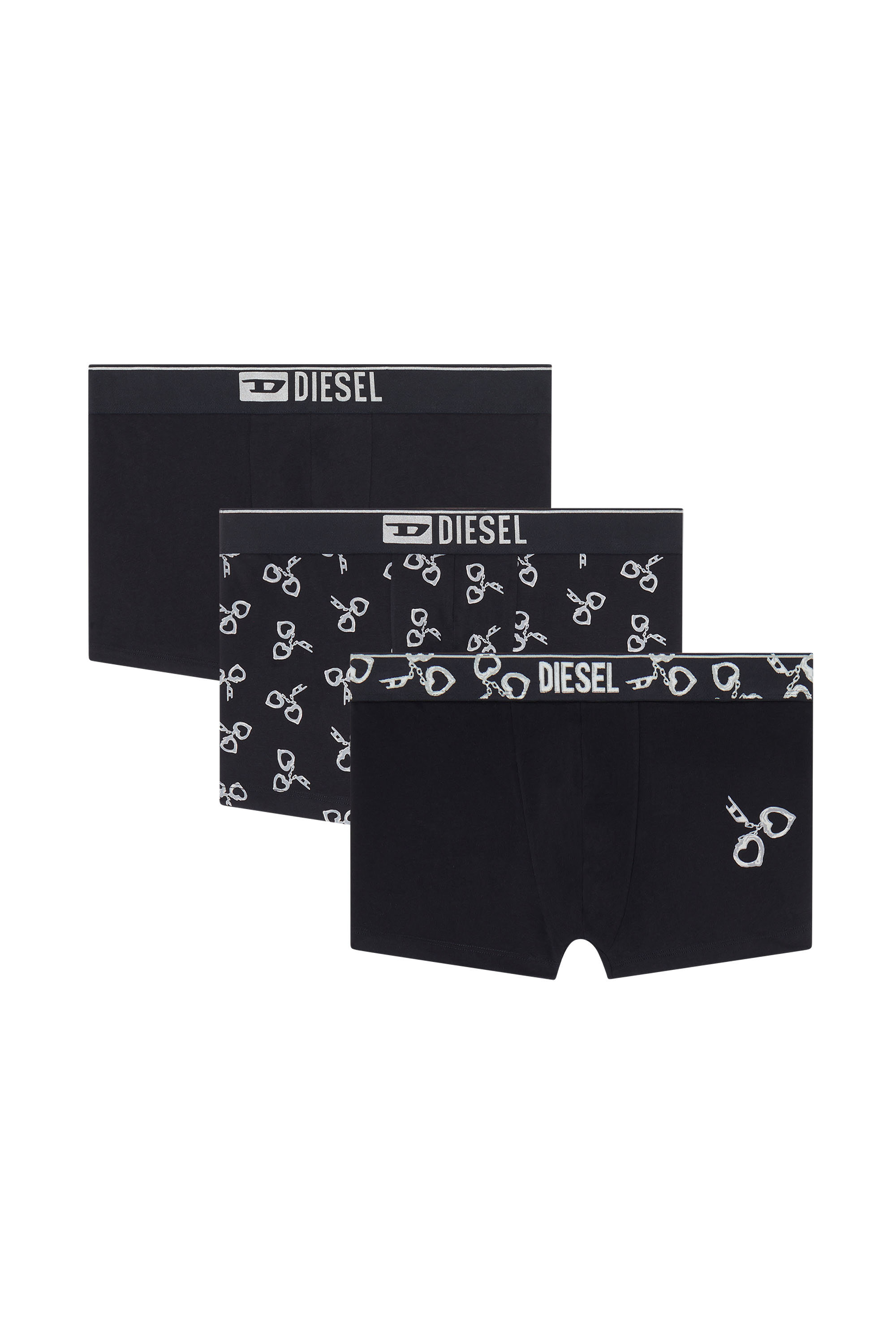 Diesel - DAMIEN-GFT-3PACK, Man's Three-pack boxer briefs with handcuff motif in Black - 1