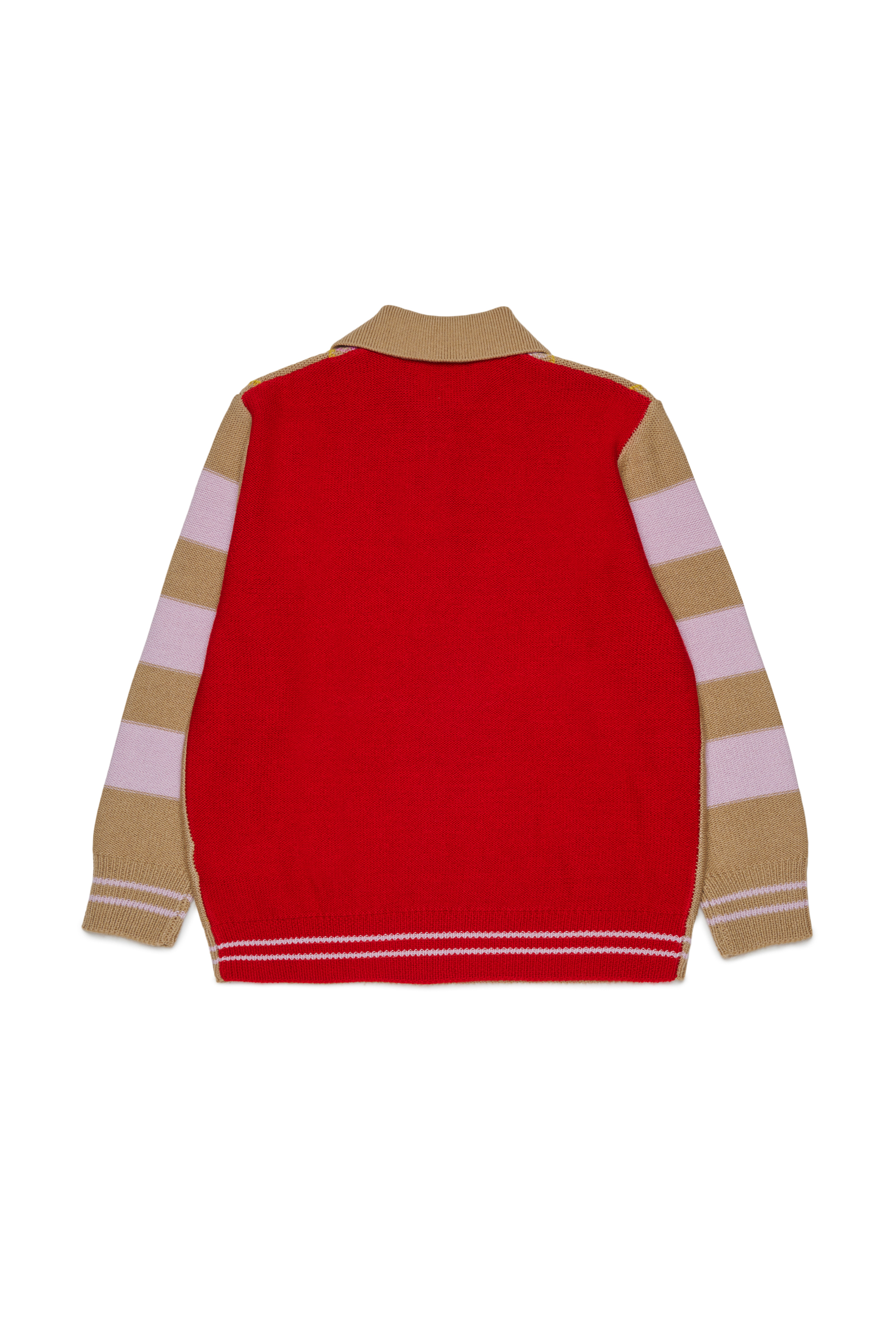 Diesel - KROMBY OVER, Unisex's Wool-blend polo jumper with argyle motif in Brown - 2