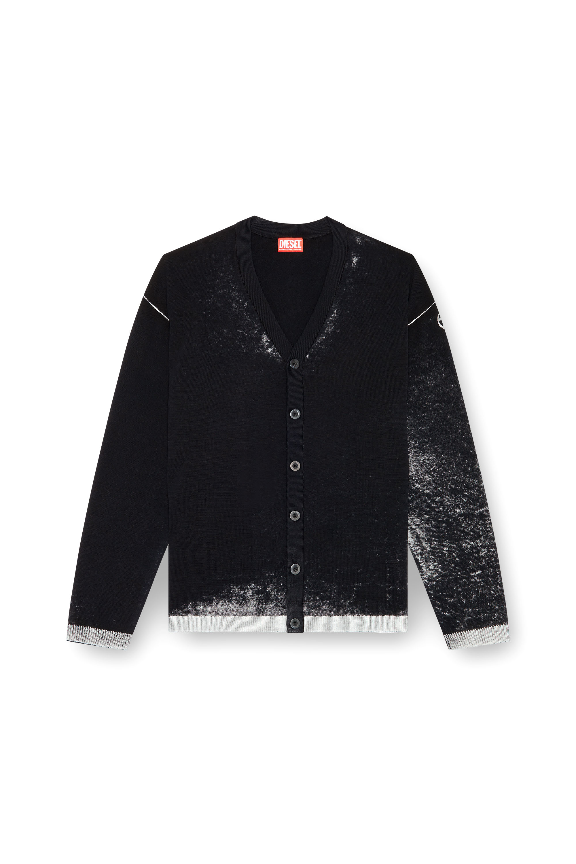 K-LARENCE-CARDIGAN-B, Black Diesel - K-LARENCE-CARDIGAN-B, Man's Reverse-print cotton cardigan in Black - 2