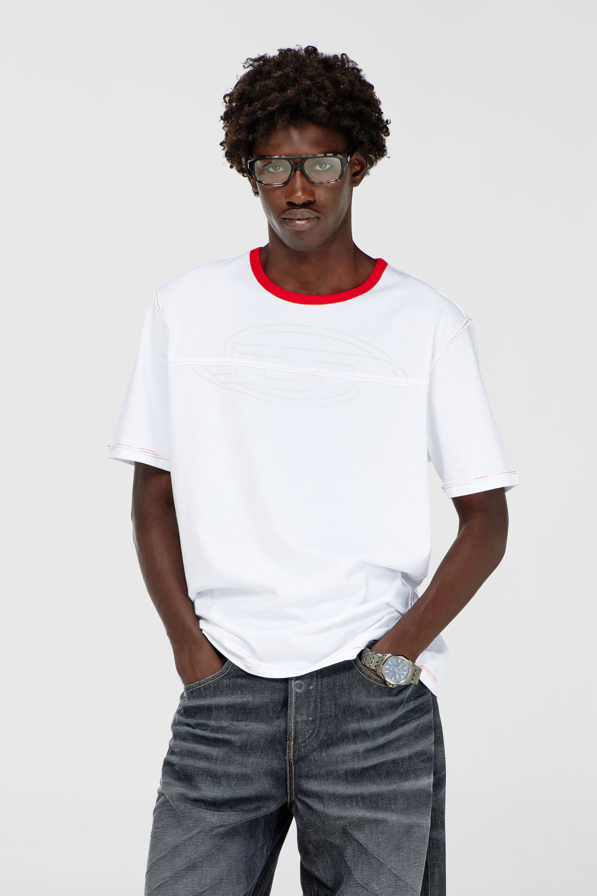 Diesel - T-ADJUST-CUT-OD, Man's T-shirt with sectioned Oval D in null - 1