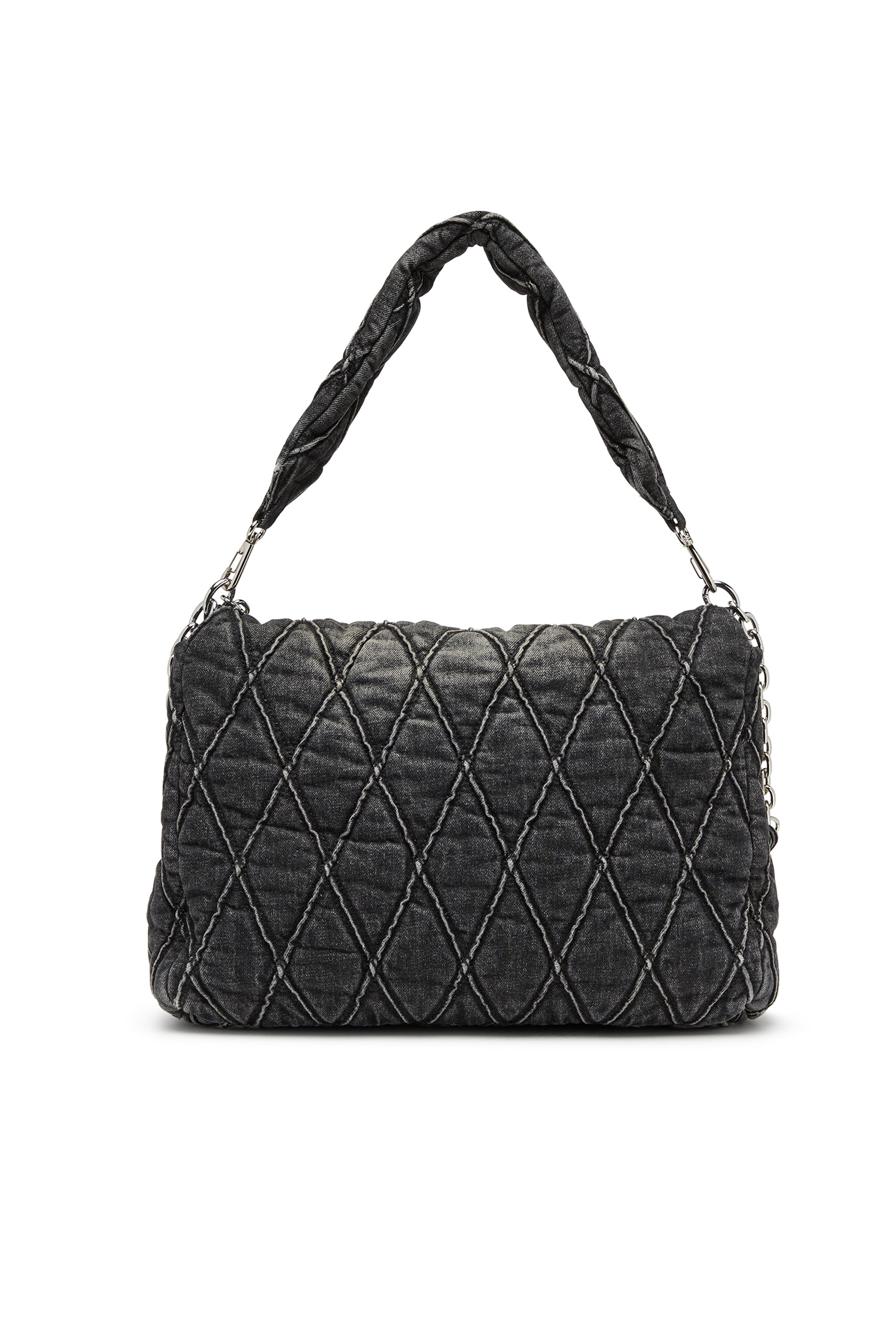 CHARM-D SHOULDER L, Black Diesel - CHARM-D SHOULDER L, Woman's Charm-D L-Large shoulder bag in quilted denim in Black - 2