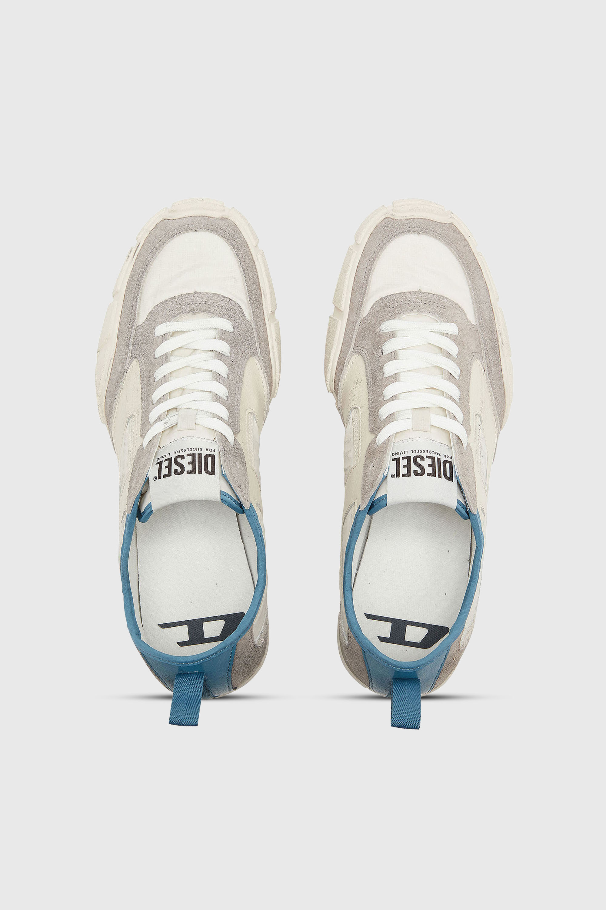 Diesel - S-PAGODHA LOW, Man's S-Pagodha - Sneakers in leather and nylon in White/Grey - 4