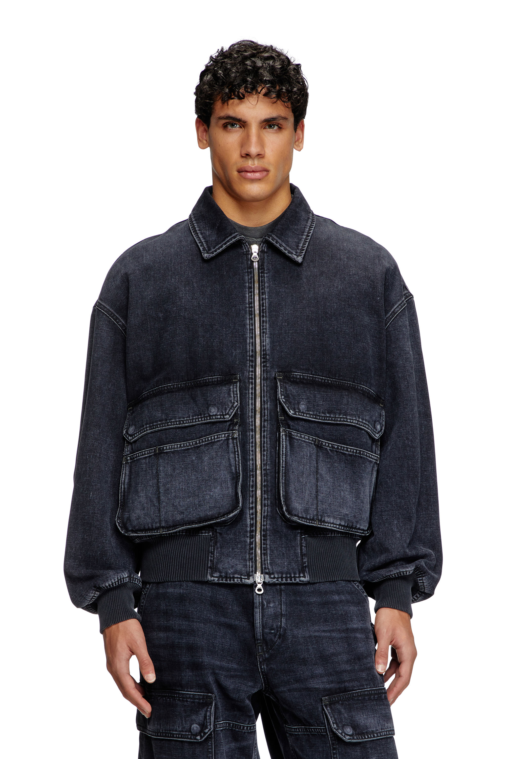 Diesel - D-KURZ, Unisex's Jacket in batavia-weave denim in Black - 3