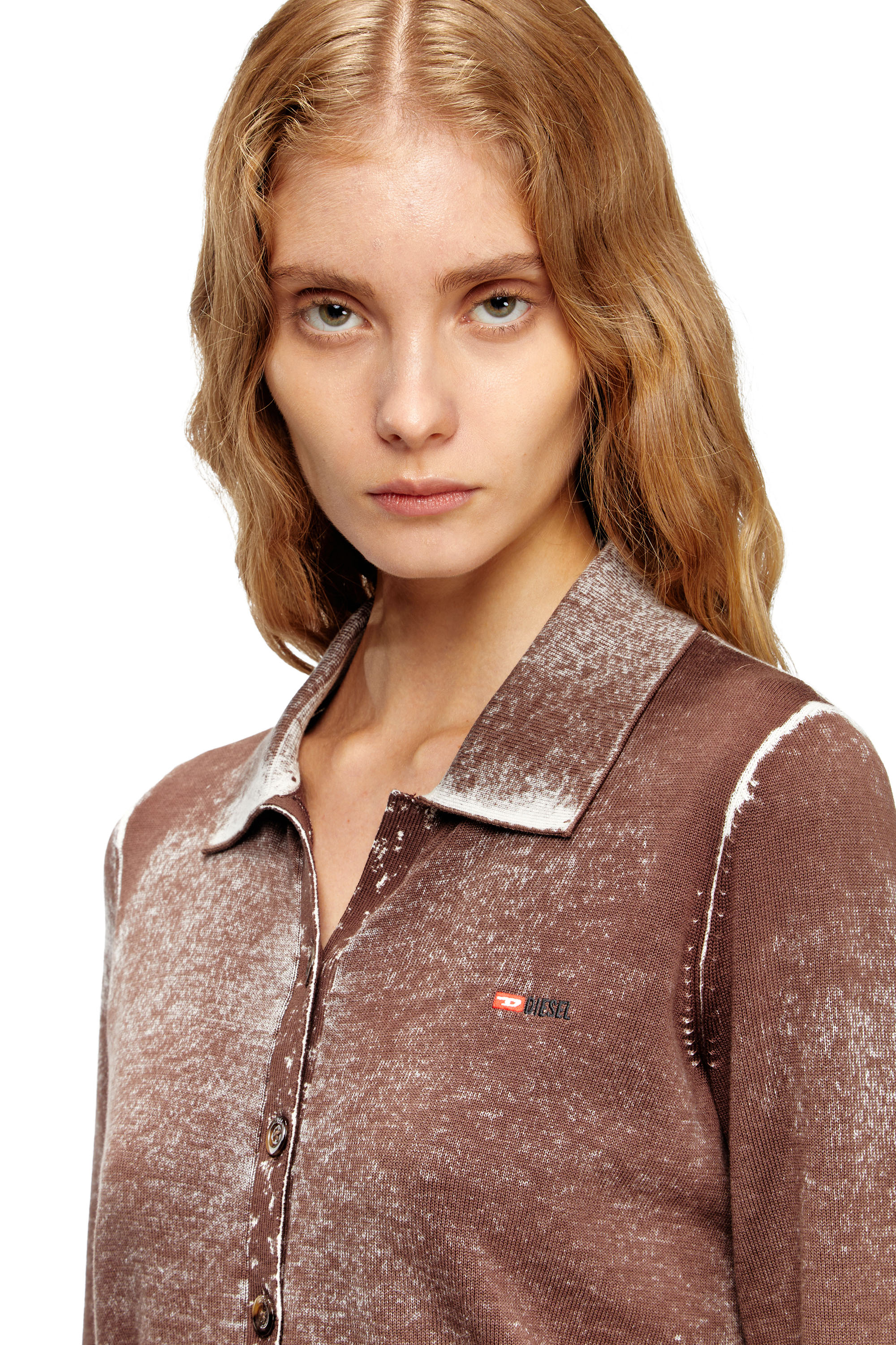 Diesel - M-LOREN, Woman's Cardigan with faded reverse print in Brown - 5