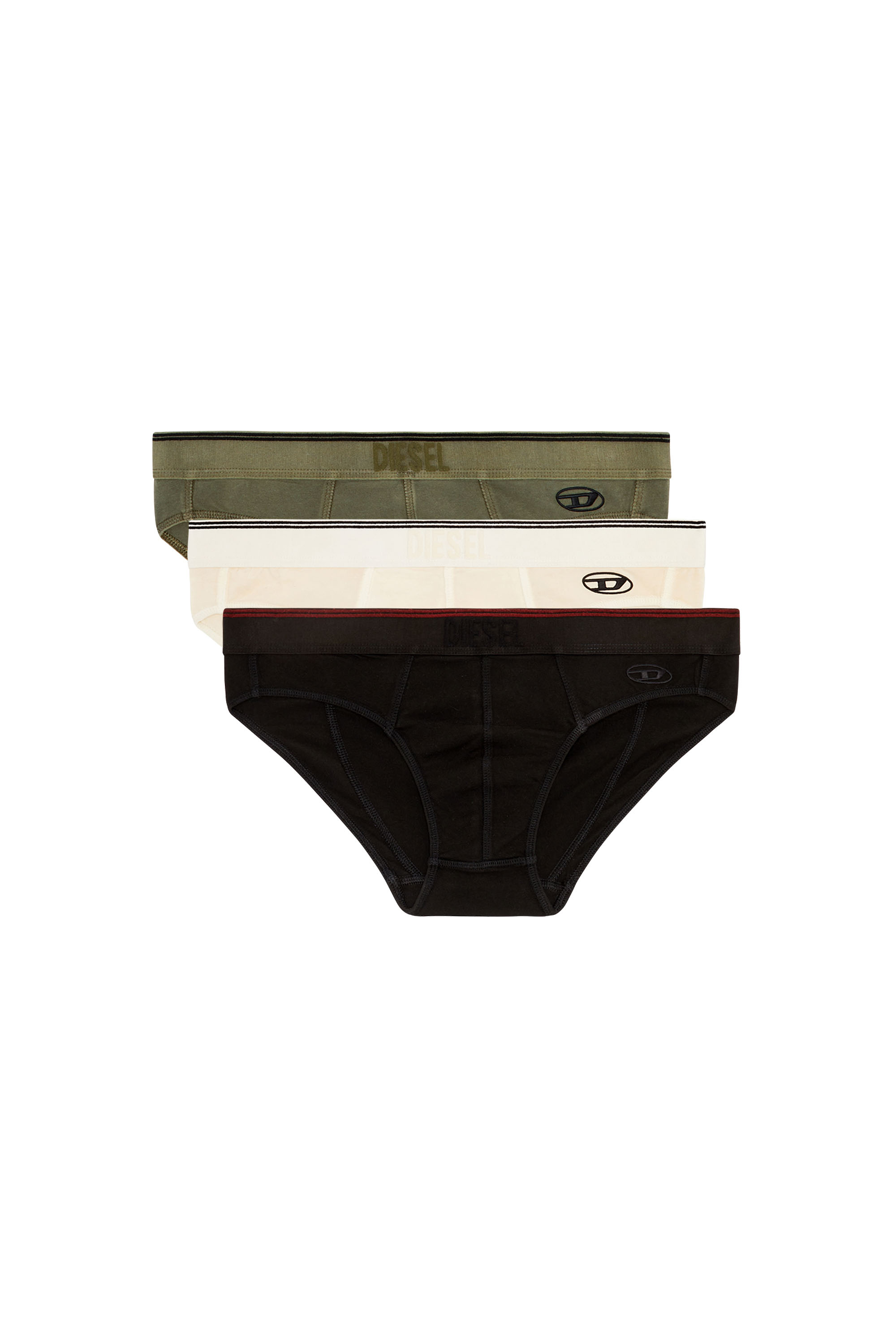 Diesel - UMBR-ANDRETHREEPACK, Man's 3-pack of briefs in stretch cotton in Green/Black - 1