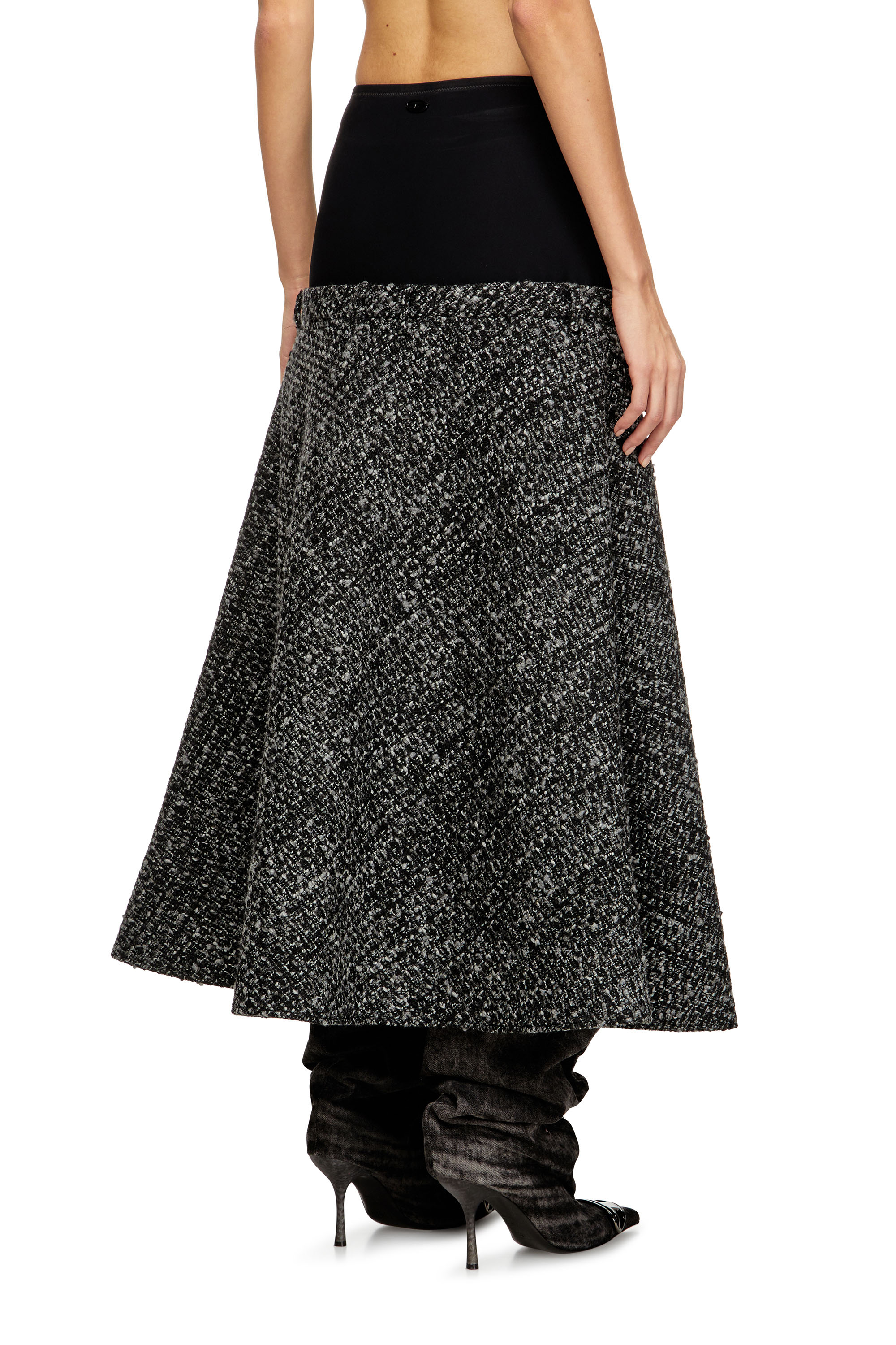 O-GRACE, Black Diesel - O-GRACE, Woman's Bouclé skirt with stretch waist in Black - 4