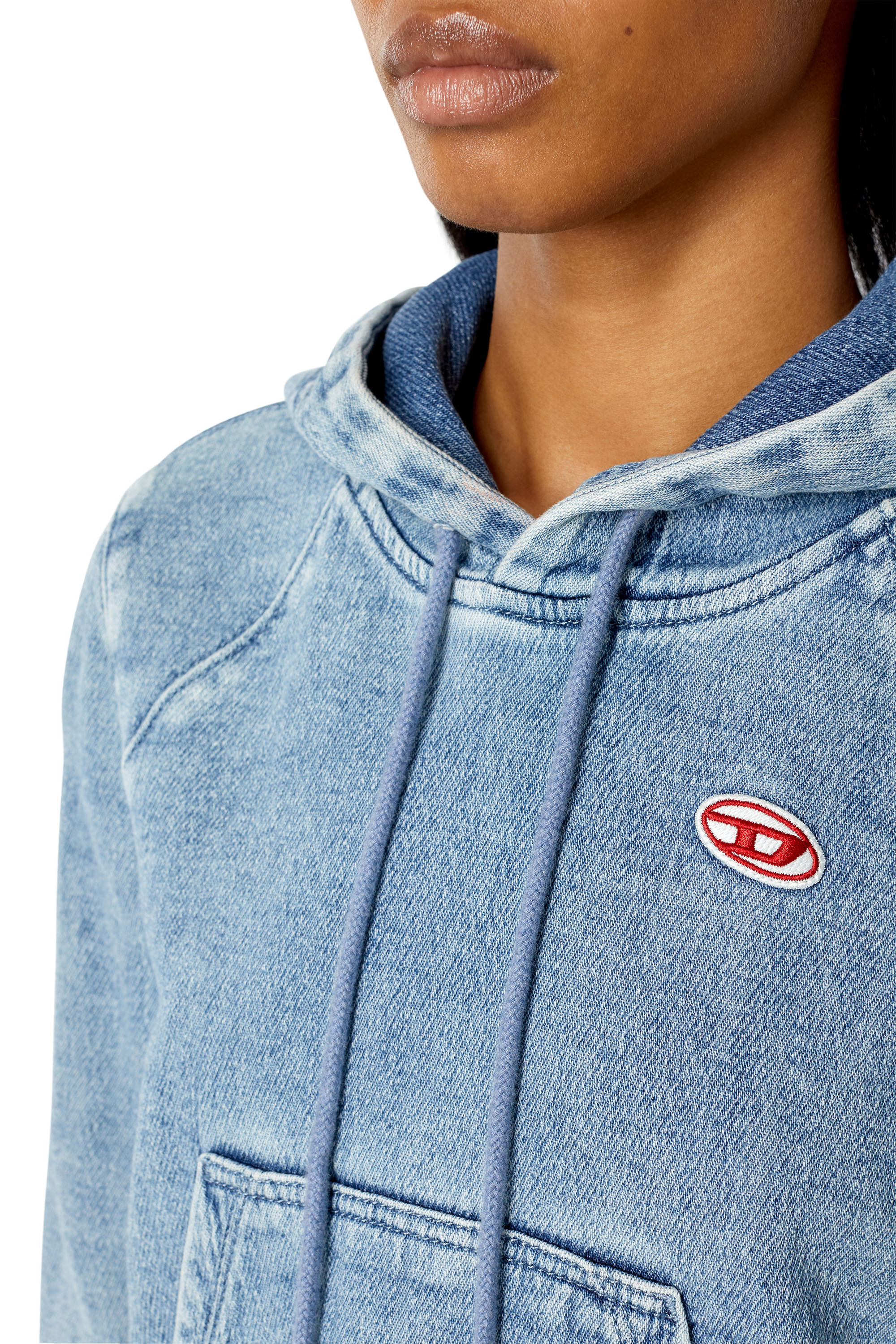 Diesel - D-ANGY TRACK DENIM HOODIE, Light Blue - Image 3