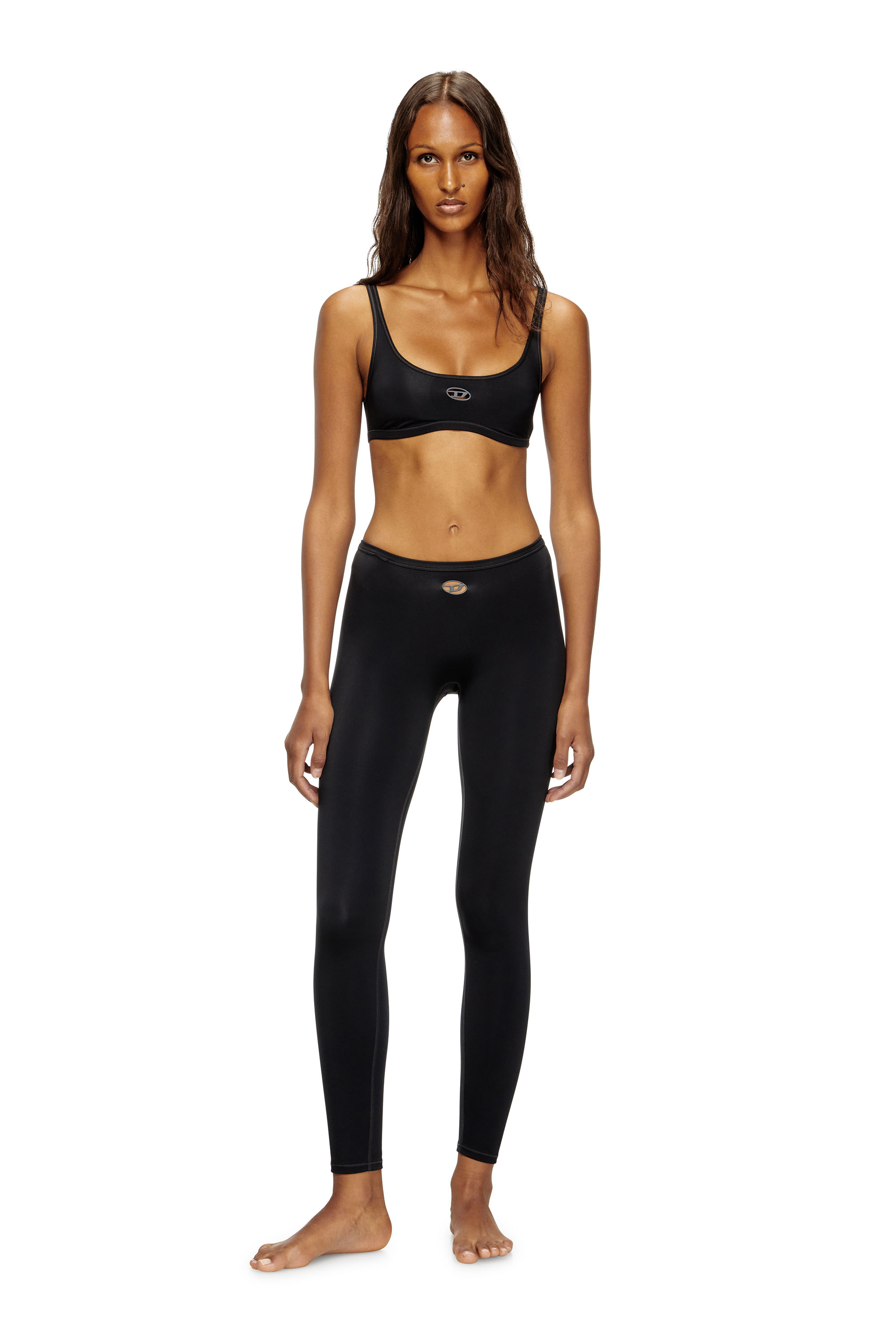 Diesel - MINA-UTLT, Woman's Stretch Nylon leggings in Black - 1