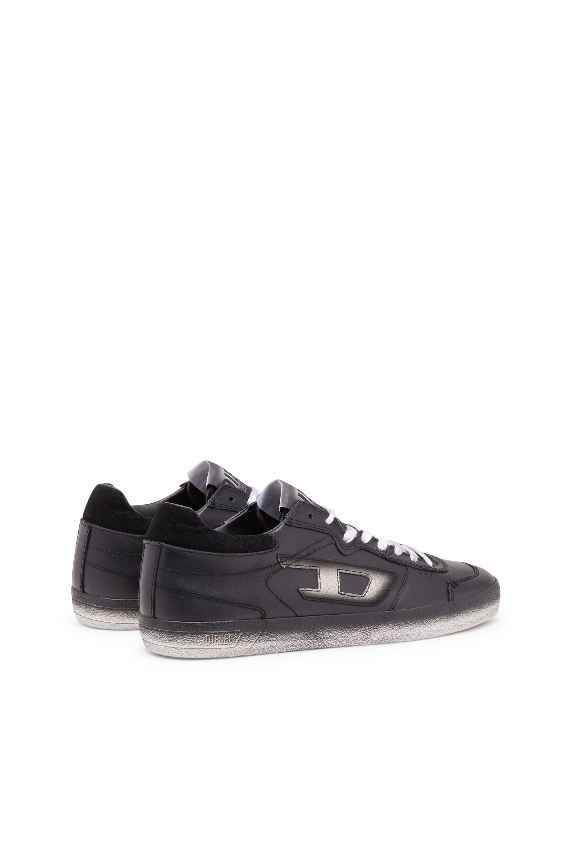 Diesel - S-LEROJI LOW, Man S-Leroji Low-Leather sneakers with bleeding effect in Black - Image 3
