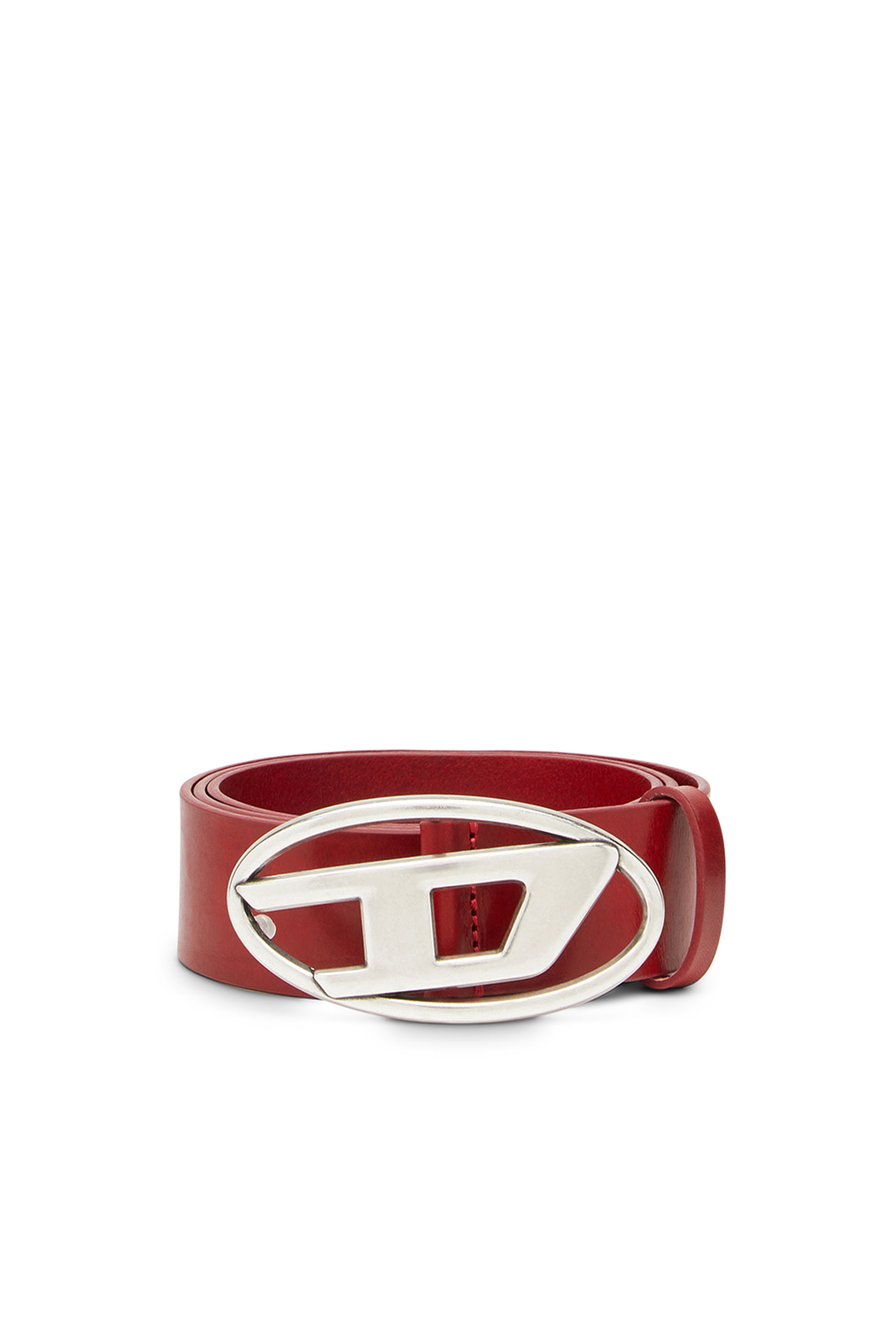 B-1DR, Red Diesel - B-1DR, Man's 3.9cm leather belt with D buckle in Red - 1