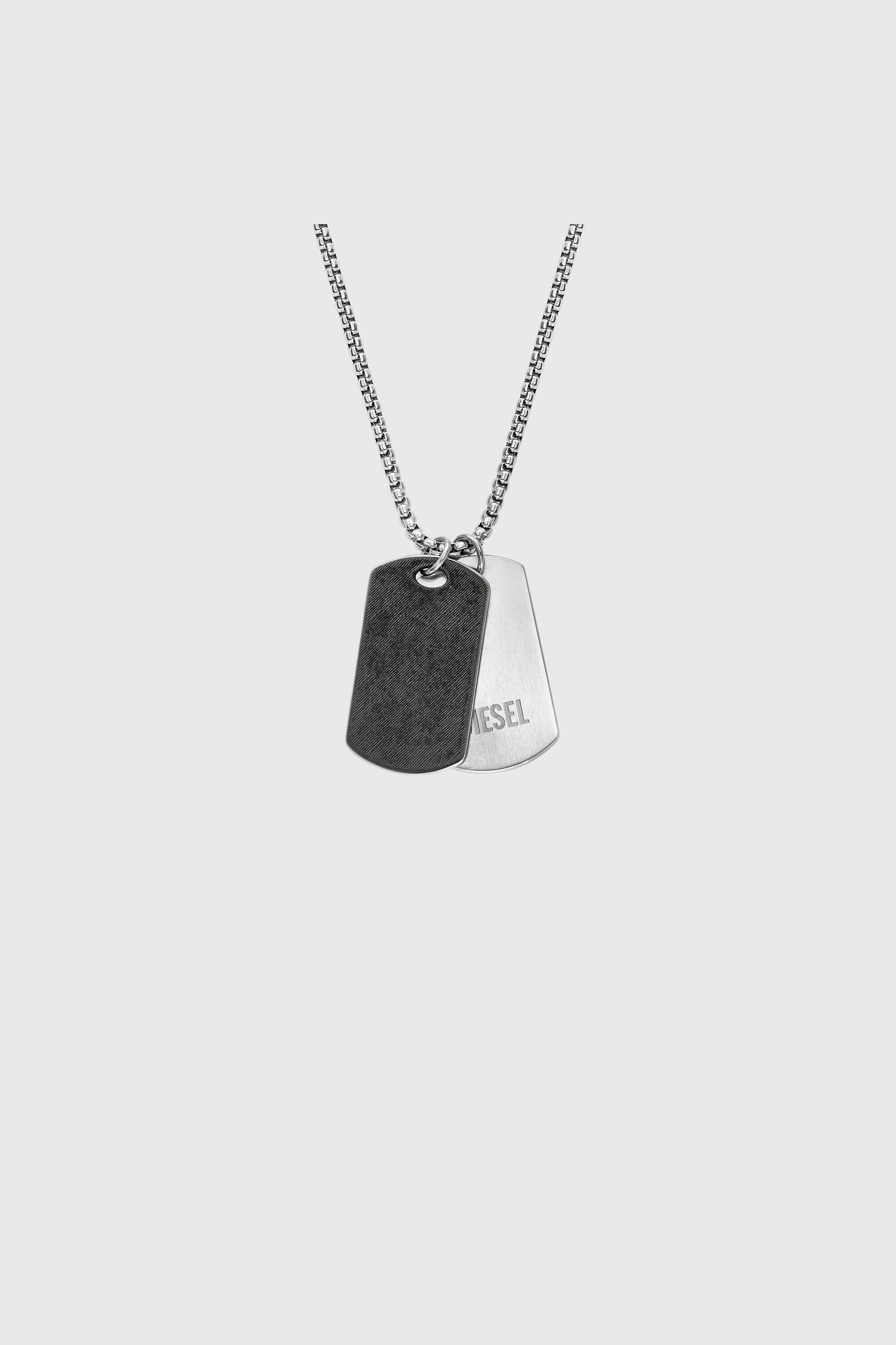 Diesel - DX1749040, Unisex's Stainless steel denim texture dog tag necklace in Silver - 2