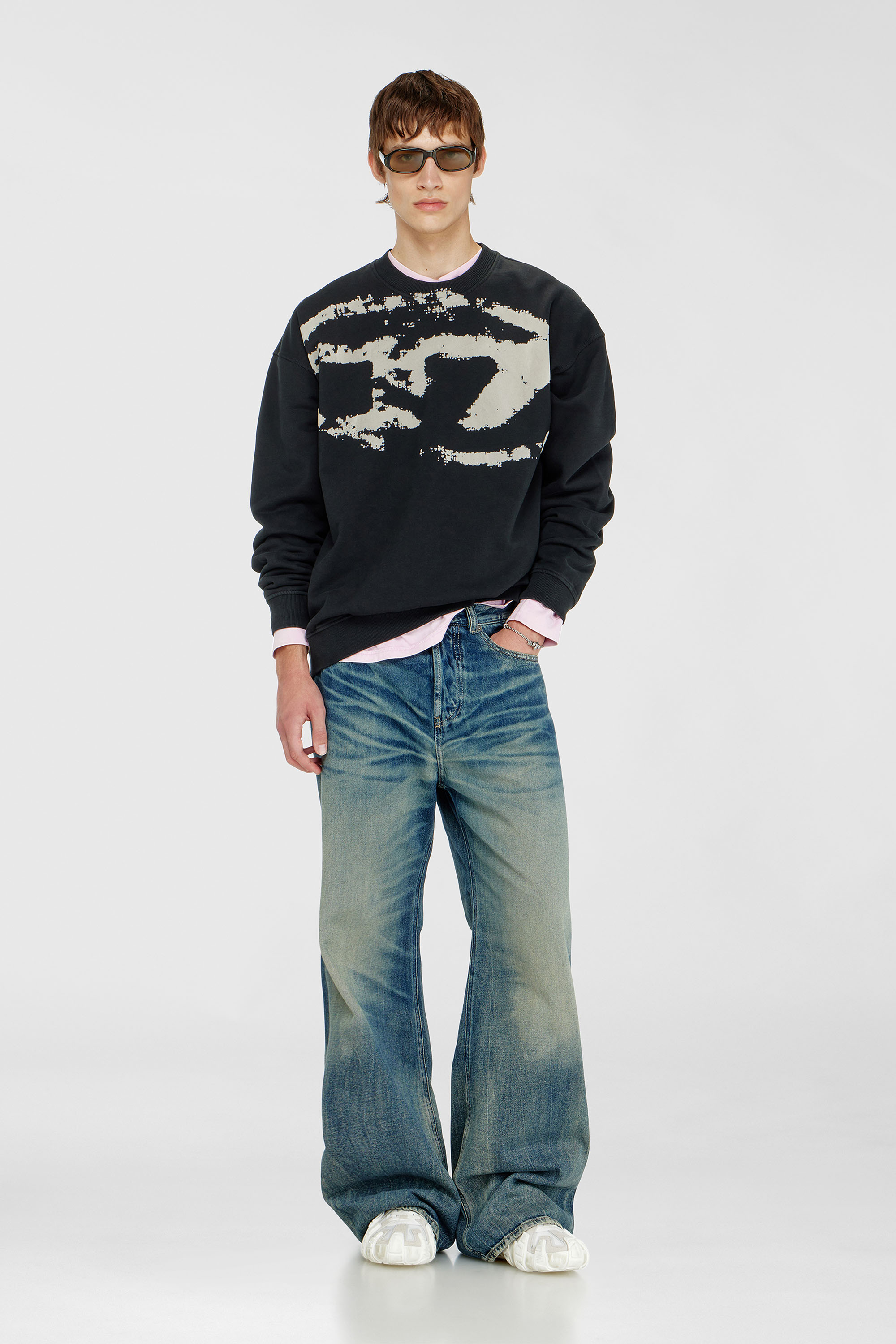 Cotton sweatshirt with flocked Oval D