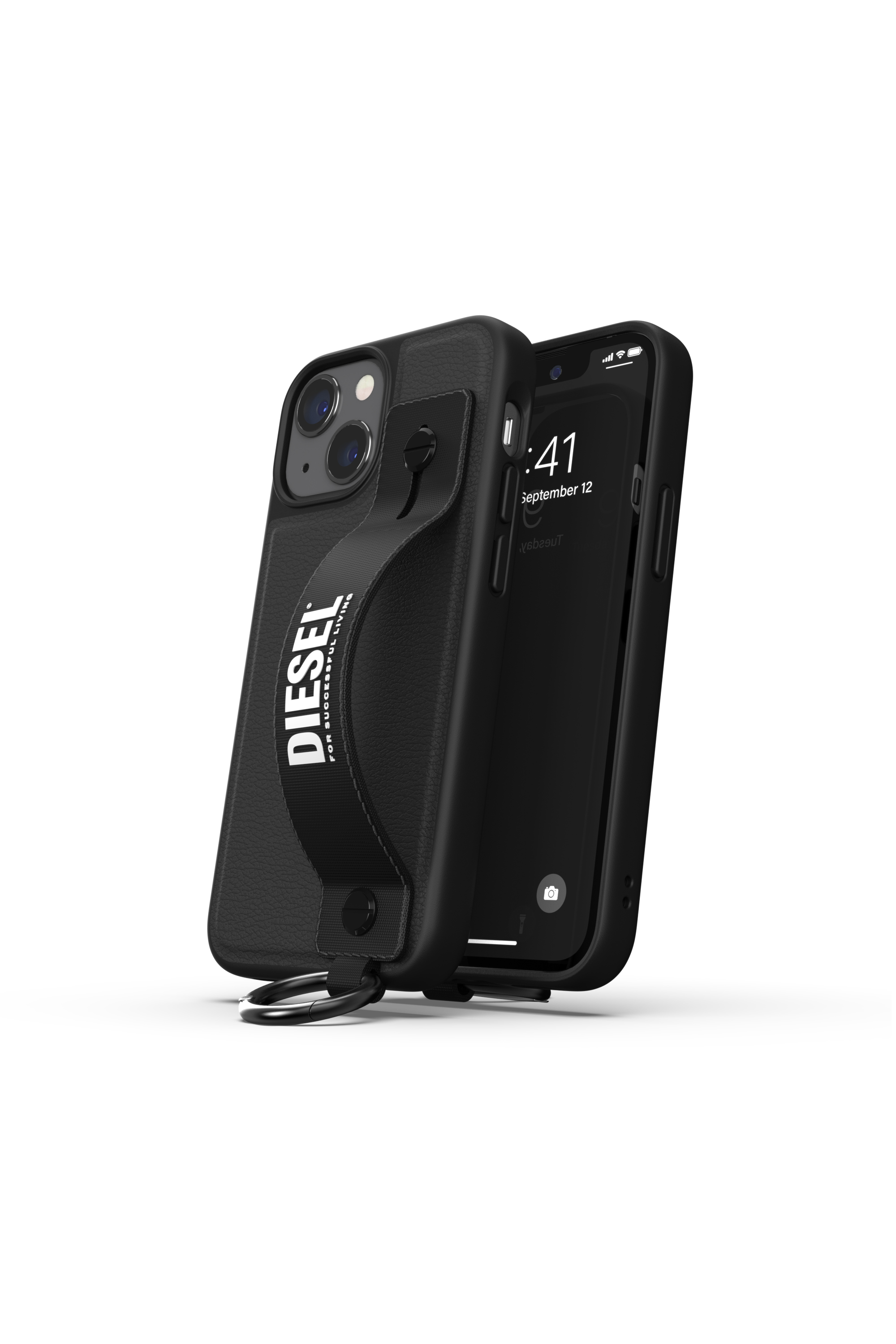 Diesel - 47176 TECH CHAIN, Unisex's Leather tech chain handstrap case  for iPhone 13 Mini in Black - 3