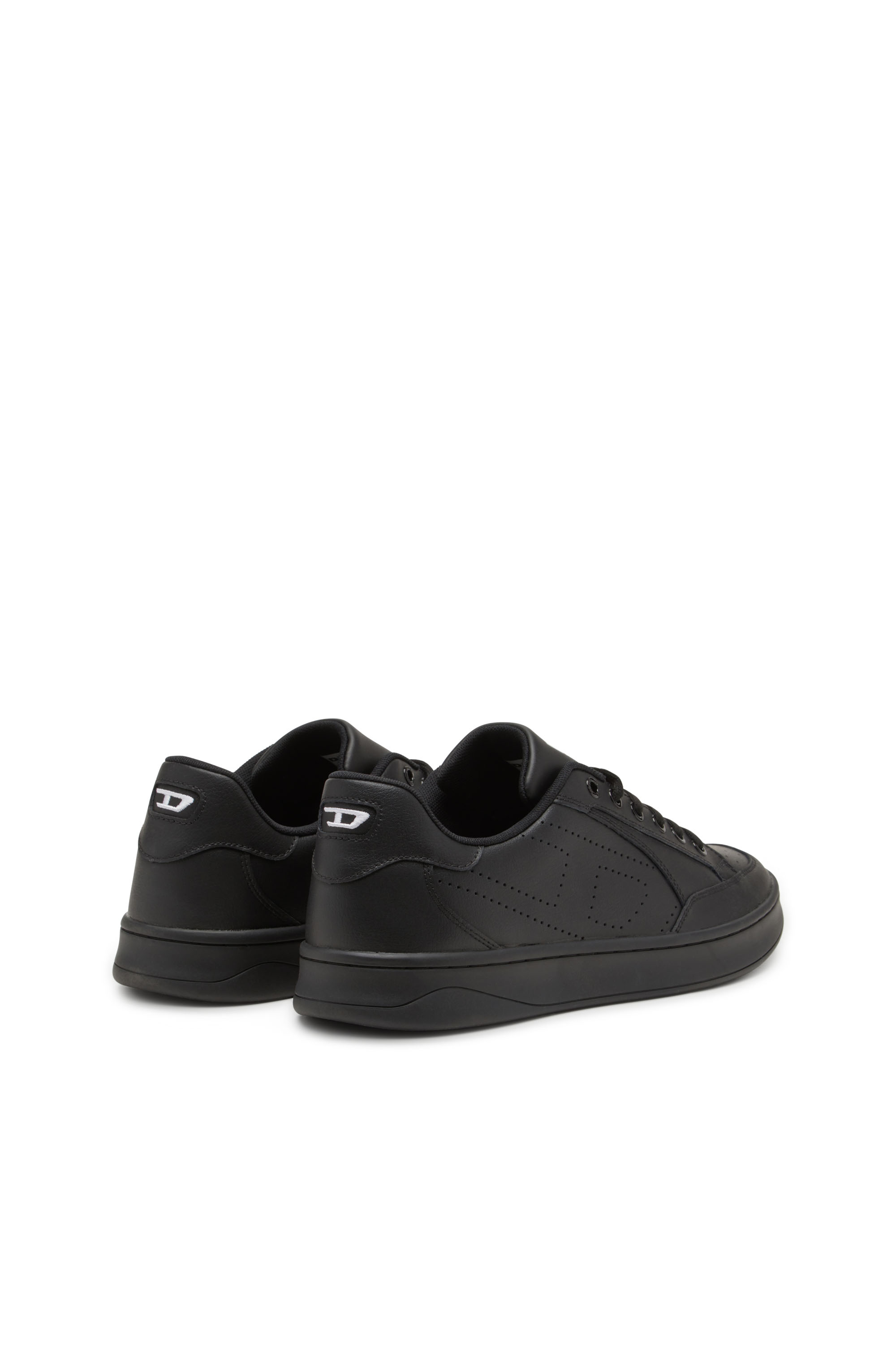 Diesel - S-DAKOTA LOW, Man's Leather sneakers with perforated logo in Black - 3