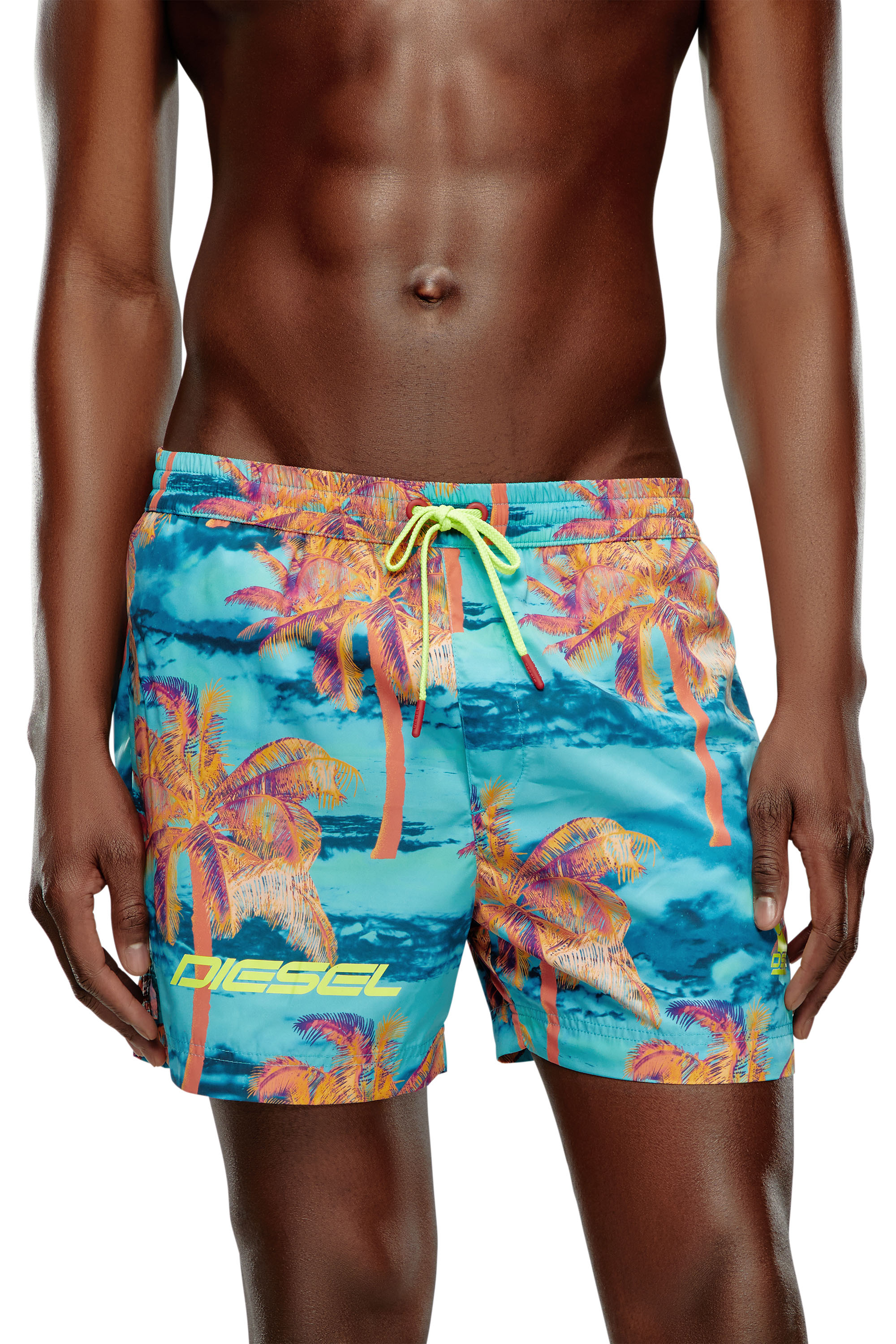 Diesel - BMBX-KEN-37-ZIP, Man Mid-length printed swim shorts in Blue - Image 2