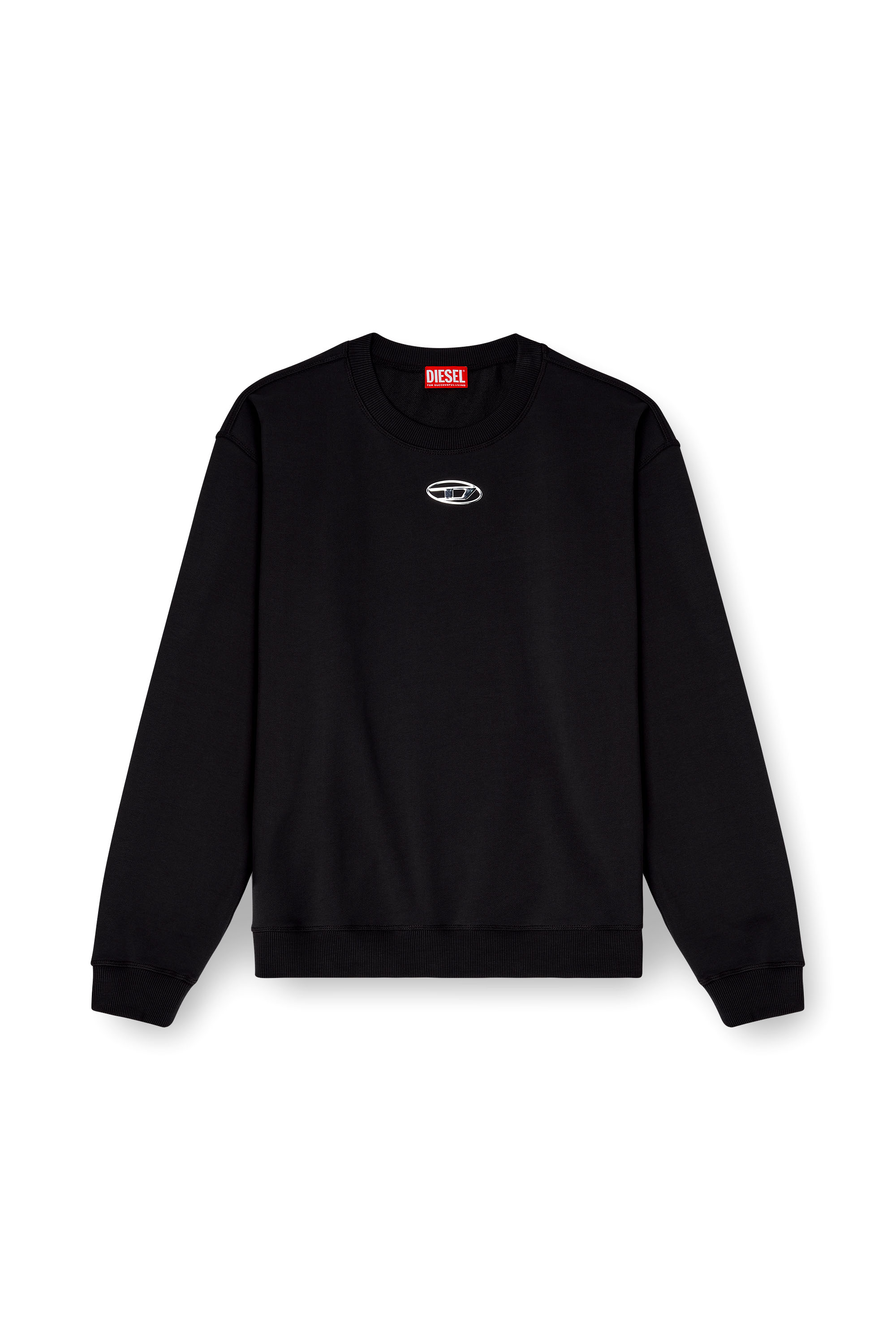 Diesel - S-NORM-IOD, Man's Regular sweater with metallic Oval D in Black - 2