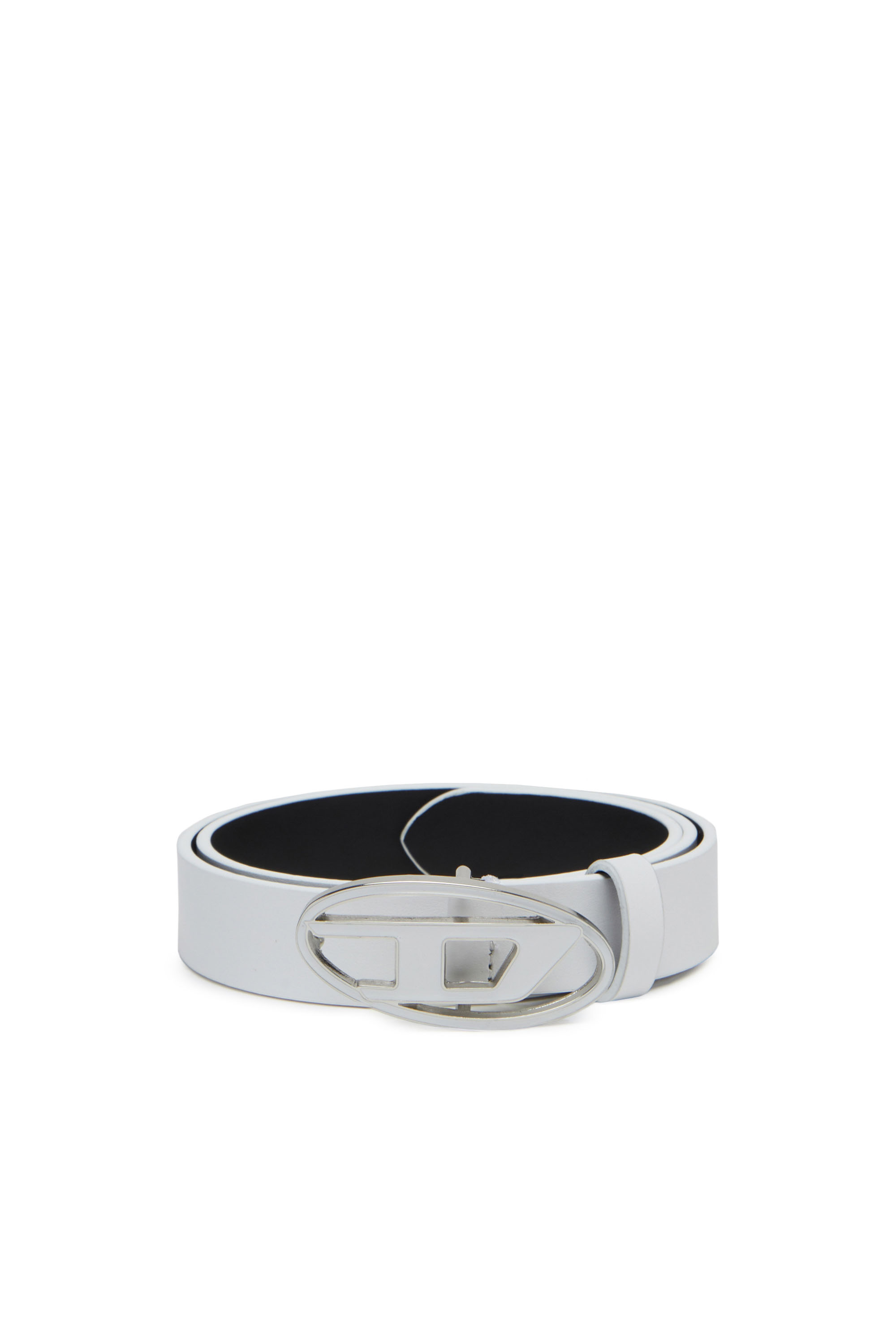 B-1DR 25, White Diesel - B-1DR 25, Woman's 2.4cm leather belt with enamelled buckle in White - 1