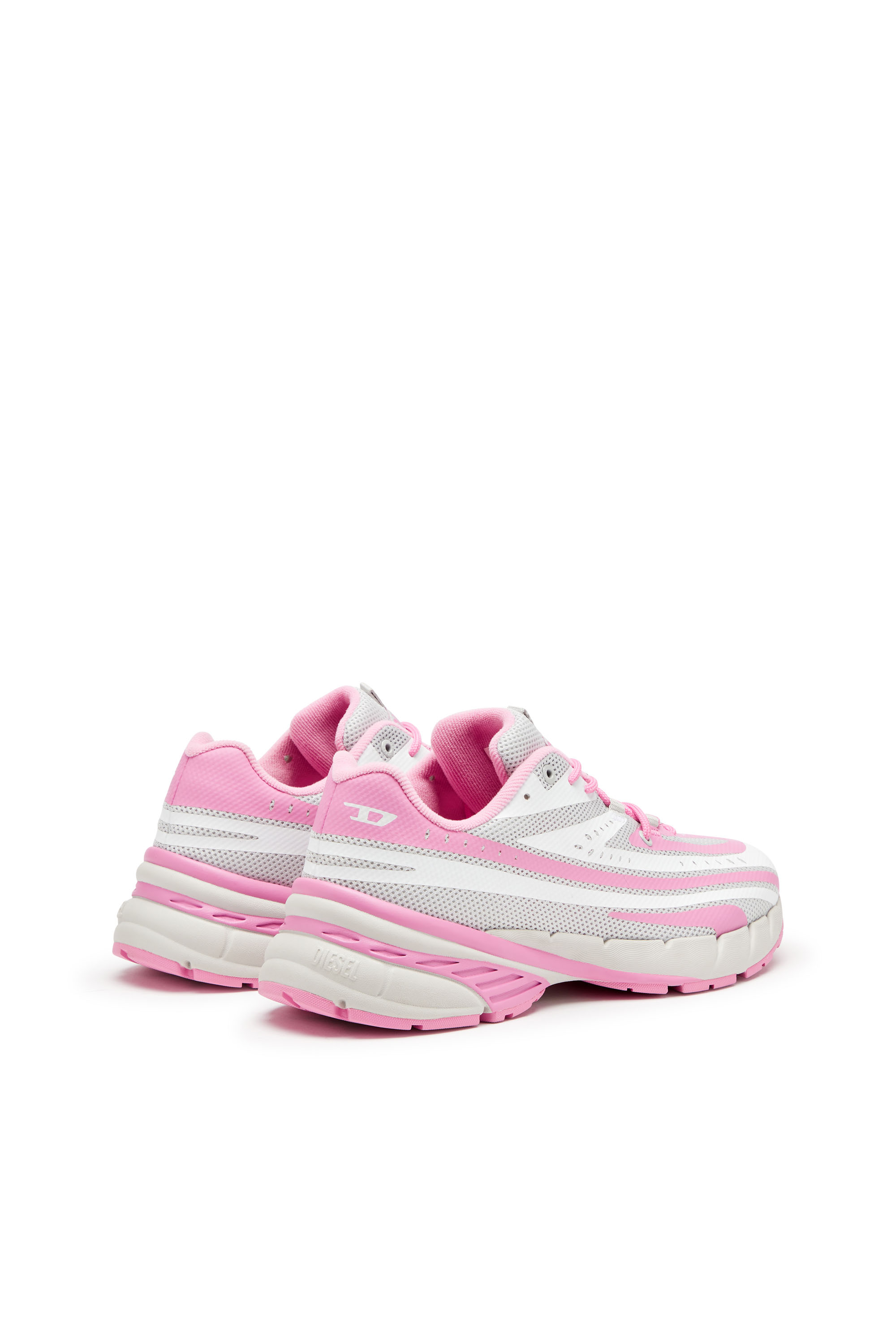 D-AIRSPEED LOW W, Pink/White Diesel - D-AIRSPEED LOW W, Woman's D-Airspeed Low-Striped sneakers in coated mesh in Pink/White - 3