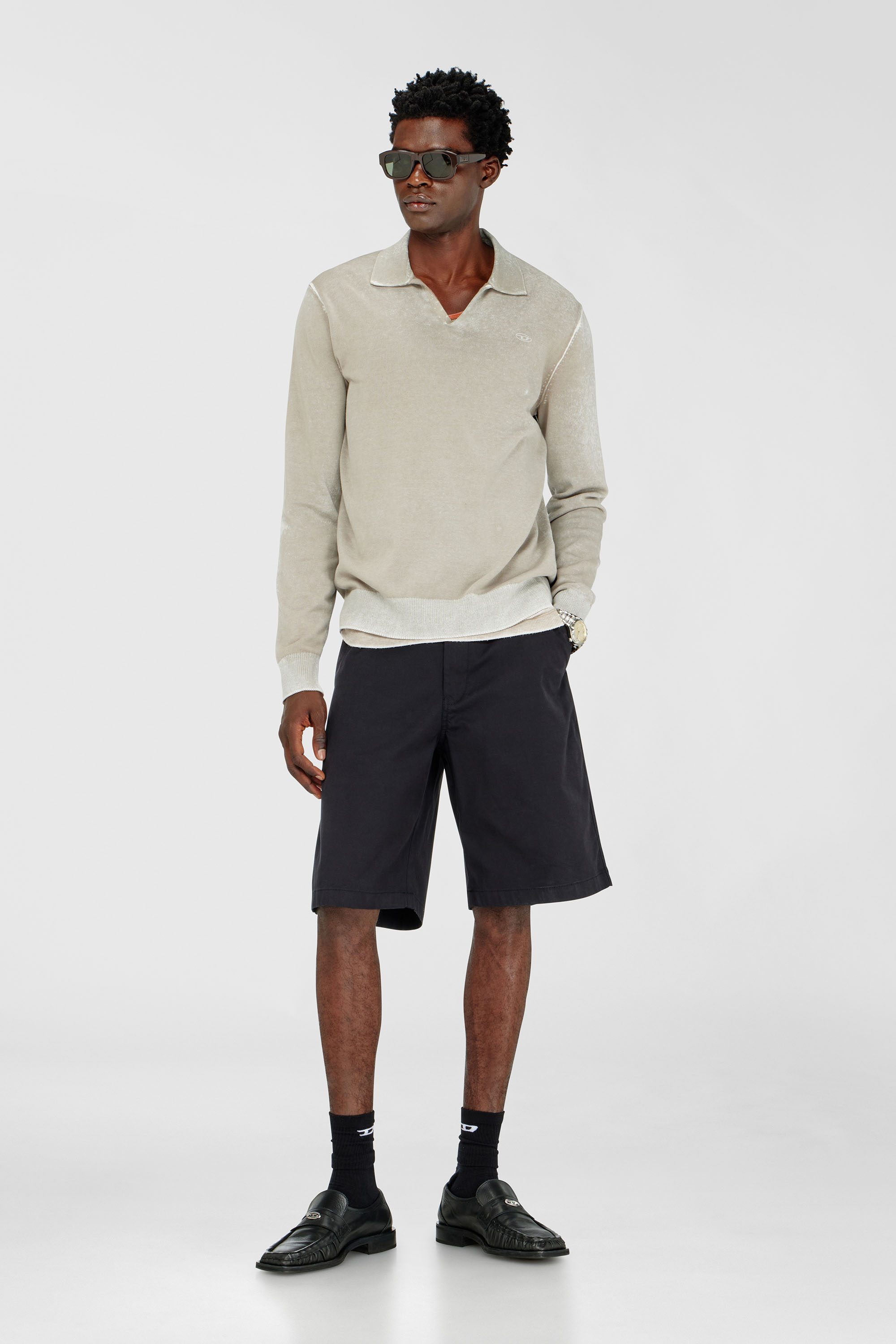 Cotton shorts with stonewash treatment