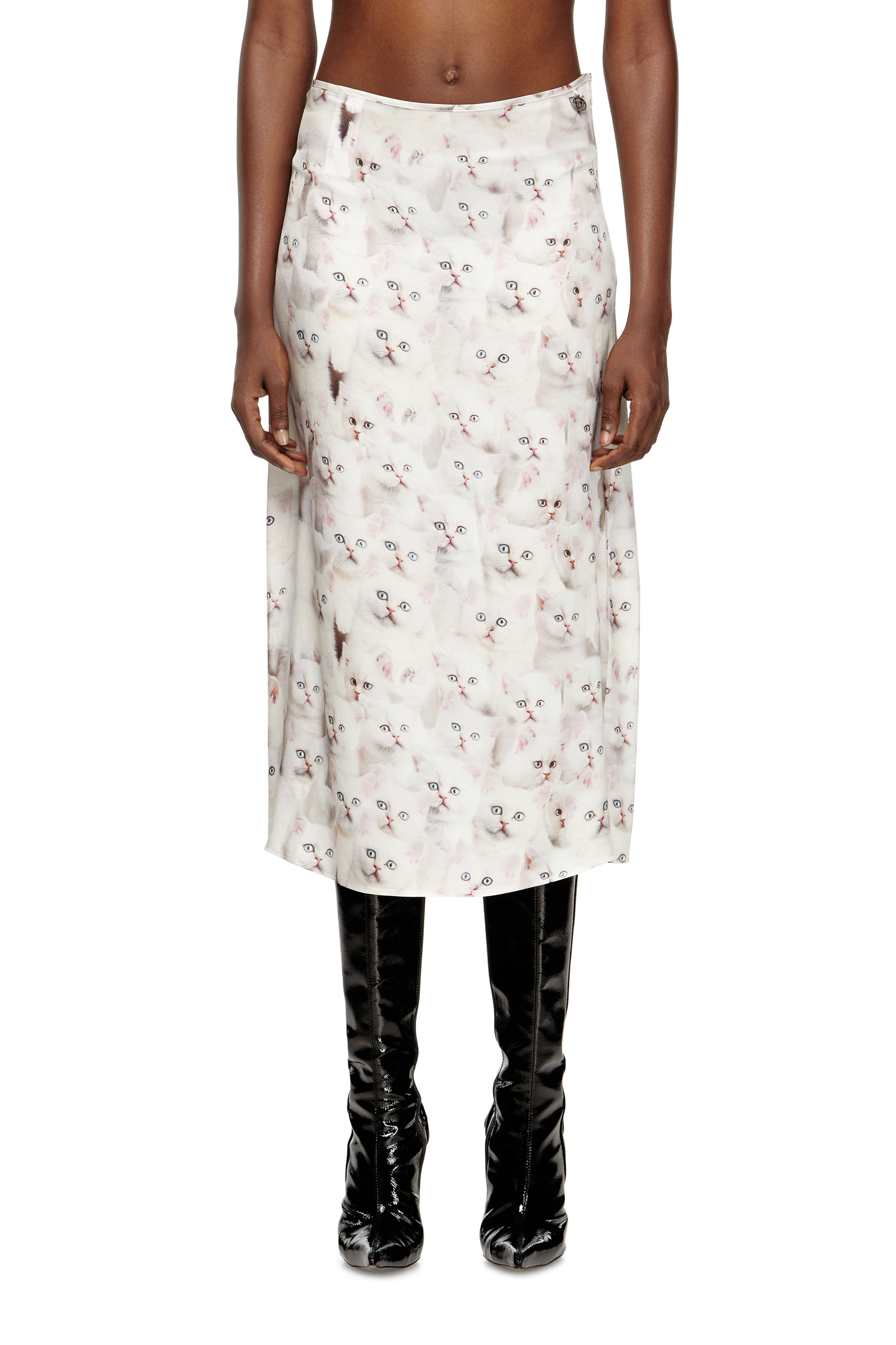 Diesel - O-RCHID-R1, Woman's Midi skirt in viscose with all-over print in null - 1