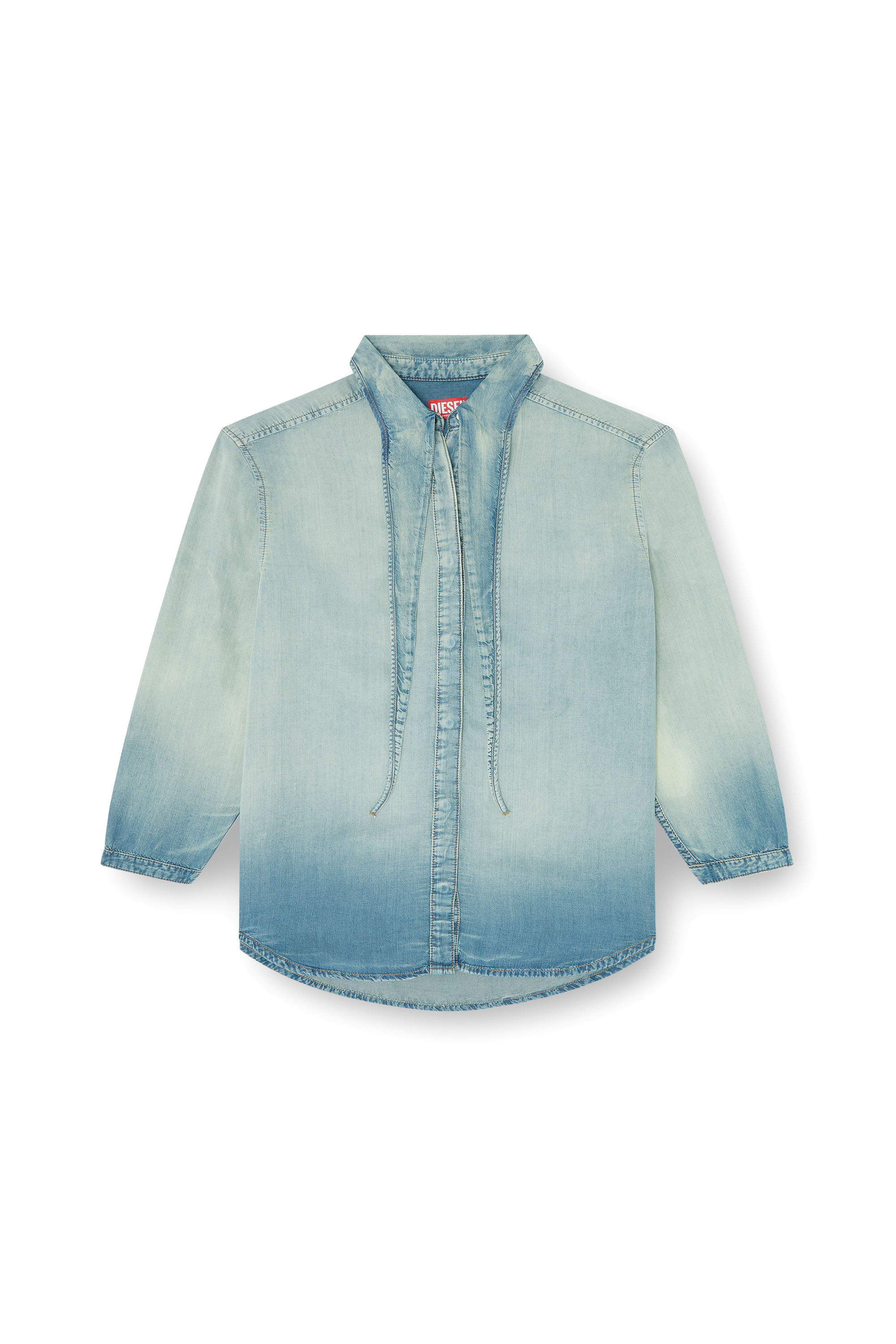 Diesel - DE-ARVEN-S1, Woman's Shirt in marbled fluid denim in Light Blue - 2