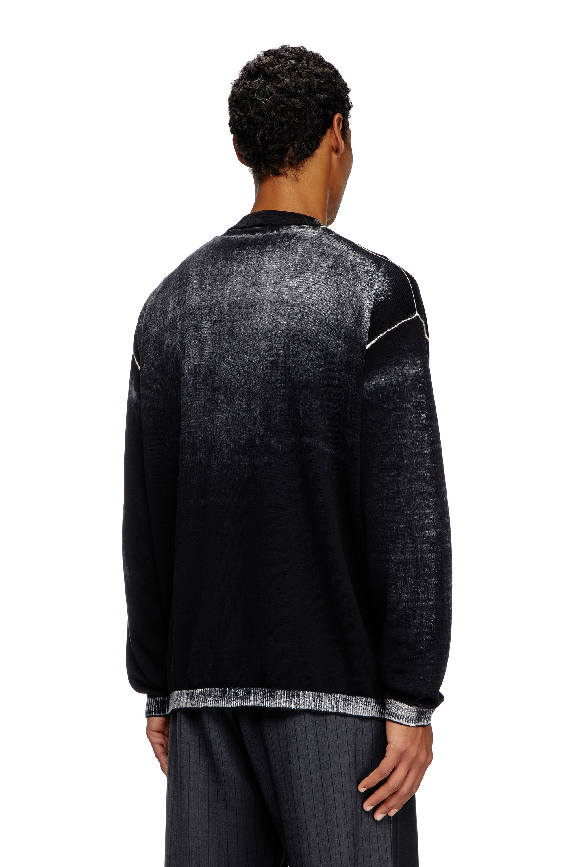 K-LARENCE-CARDIGAN-B, Black Diesel - K-LARENCE-CARDIGAN-B, Man's Reverse-print cotton cardigan in Black - 4