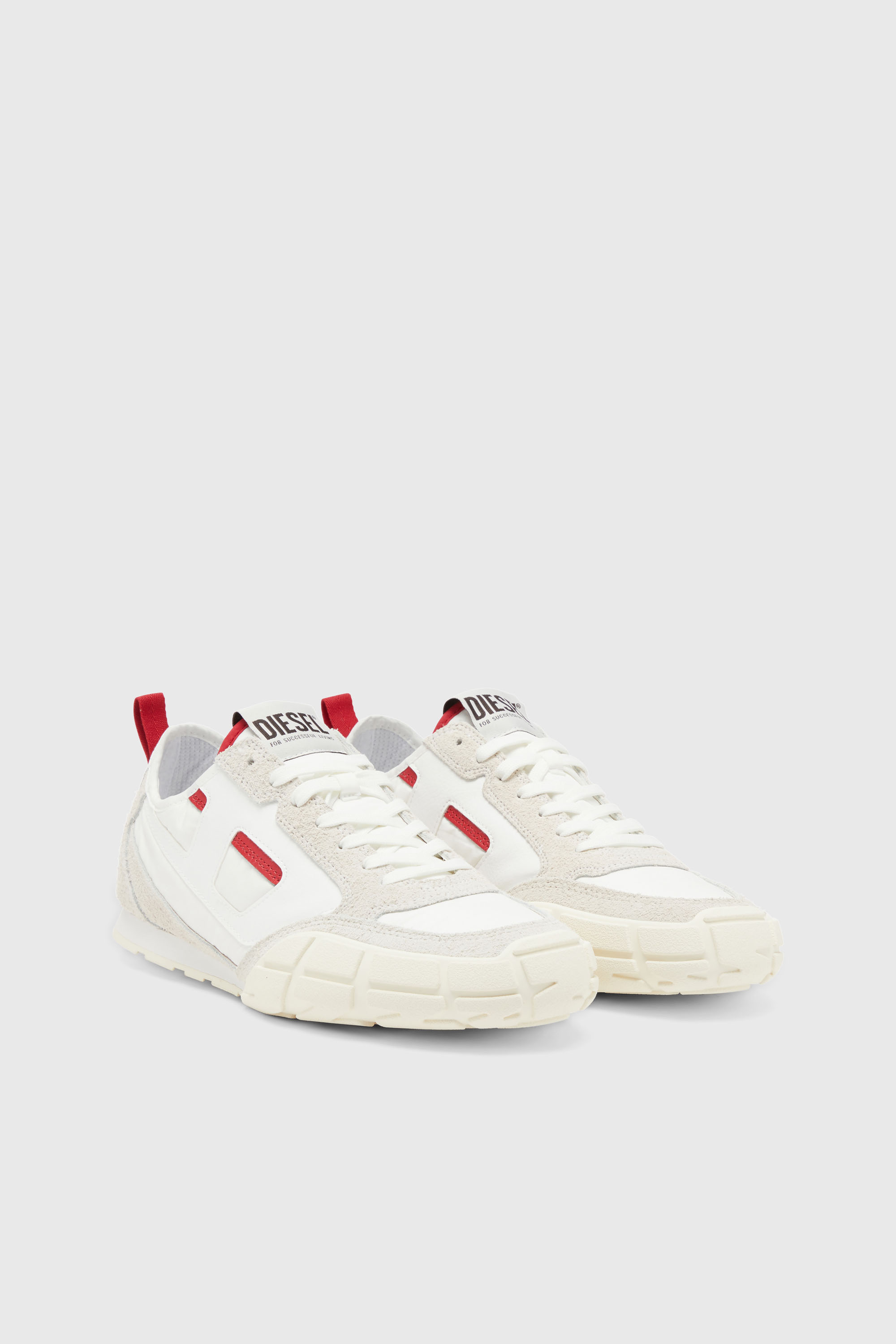 Diesel - S-PAGODHA LOW, Man's S-Pagodha-Sneakers in leather, suede and ripstop in White/Red - 2