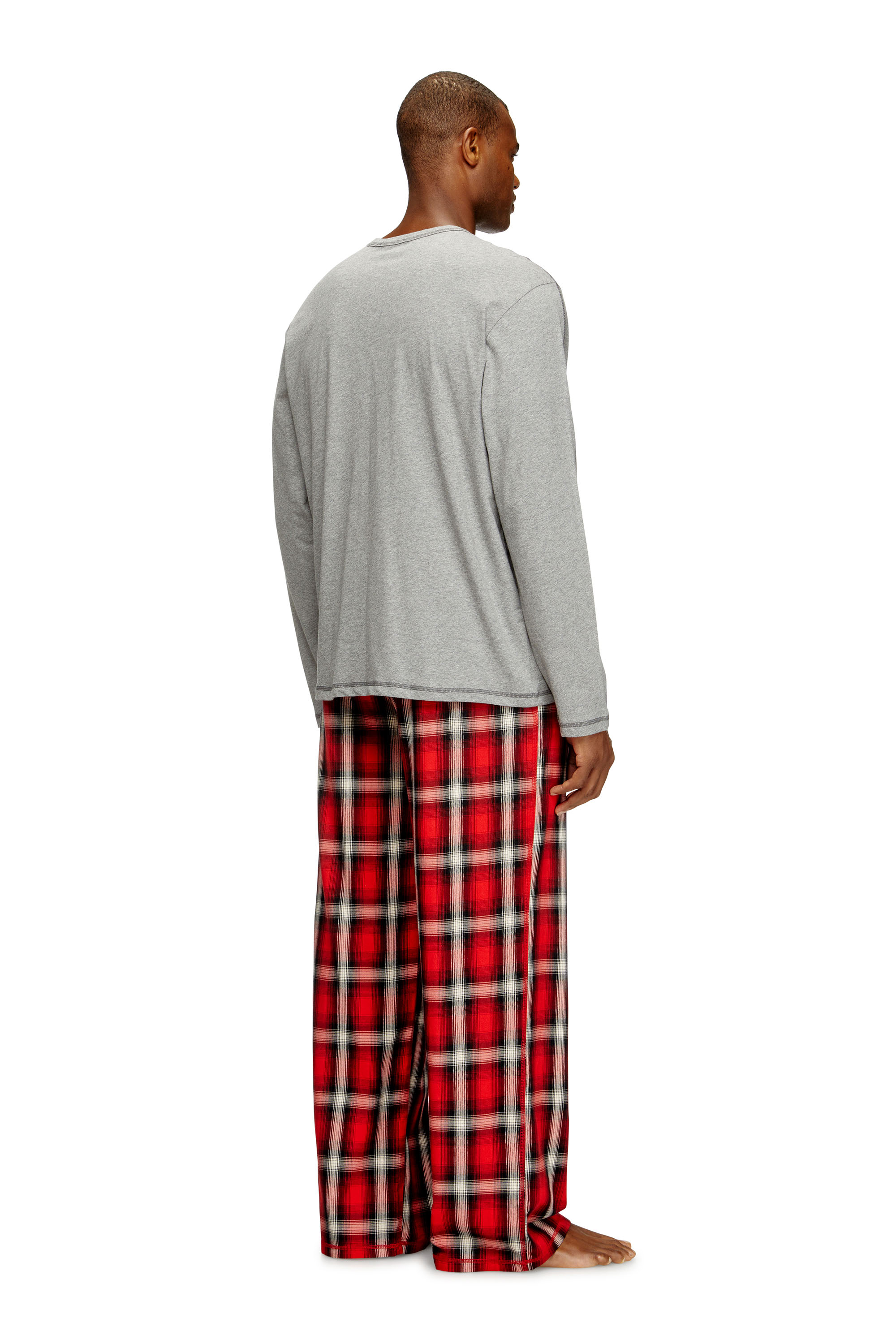 Diesel - KIT-LIAM, Man's Cotton pajama set with check pants in Grey/Red - 2