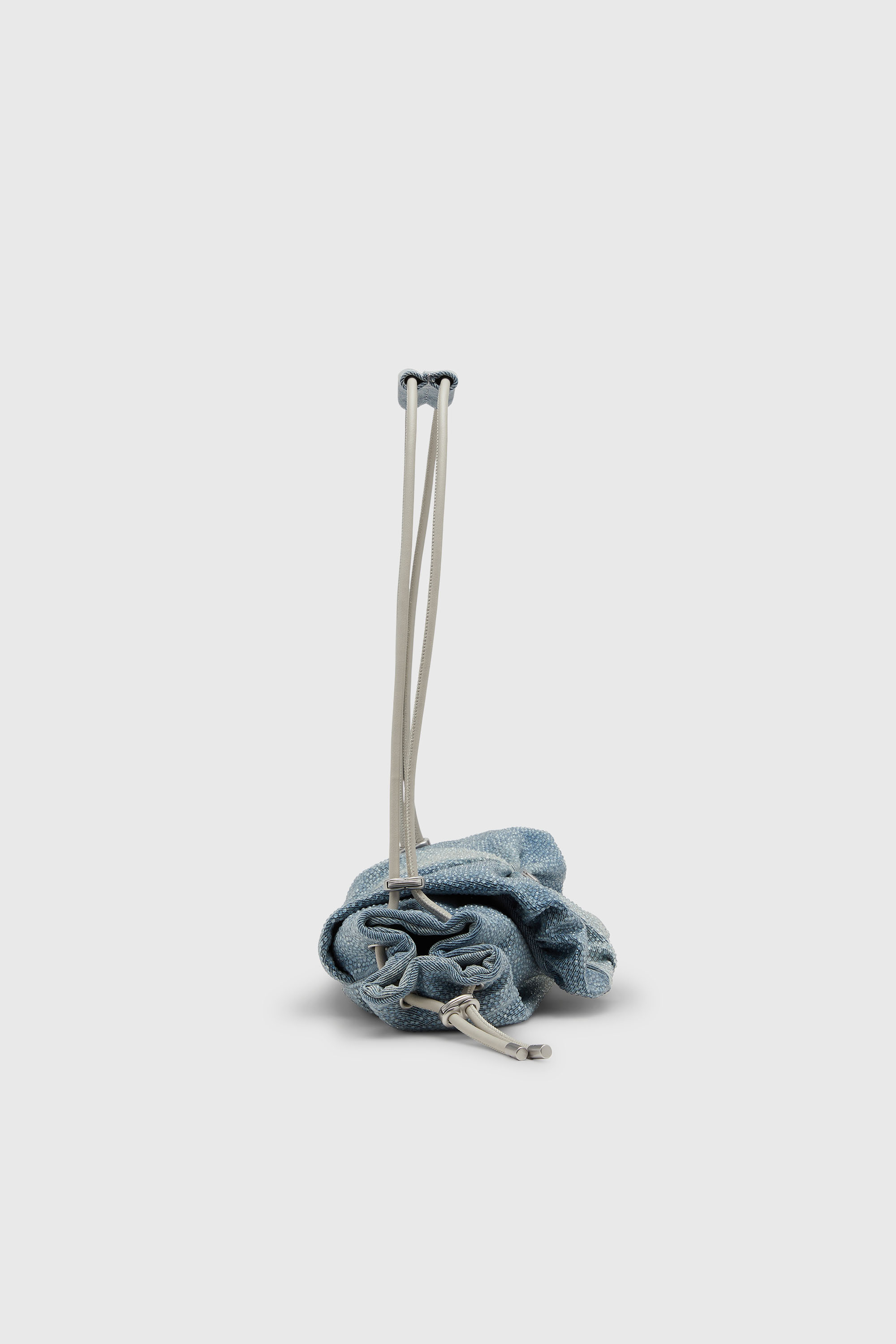 Diesel - SCRUNCH-D SHOULDER S, Woman's Scrunch-D - Shoulder bag in denim with transparent crystals in Blue - 5