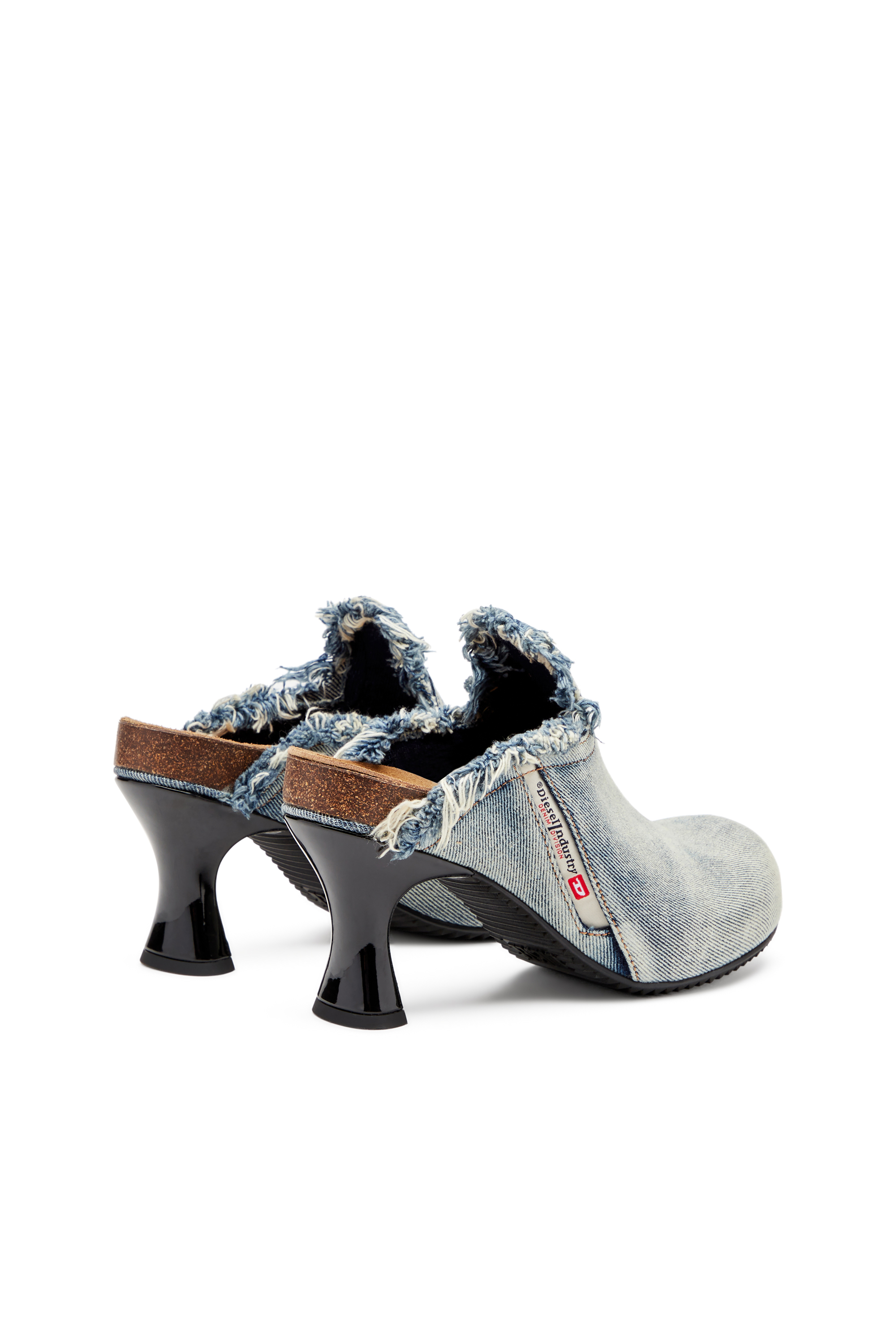 Diesel - D-WOODSTOCK ML W, Woman's Frayed denim mules in Light Blue - 3