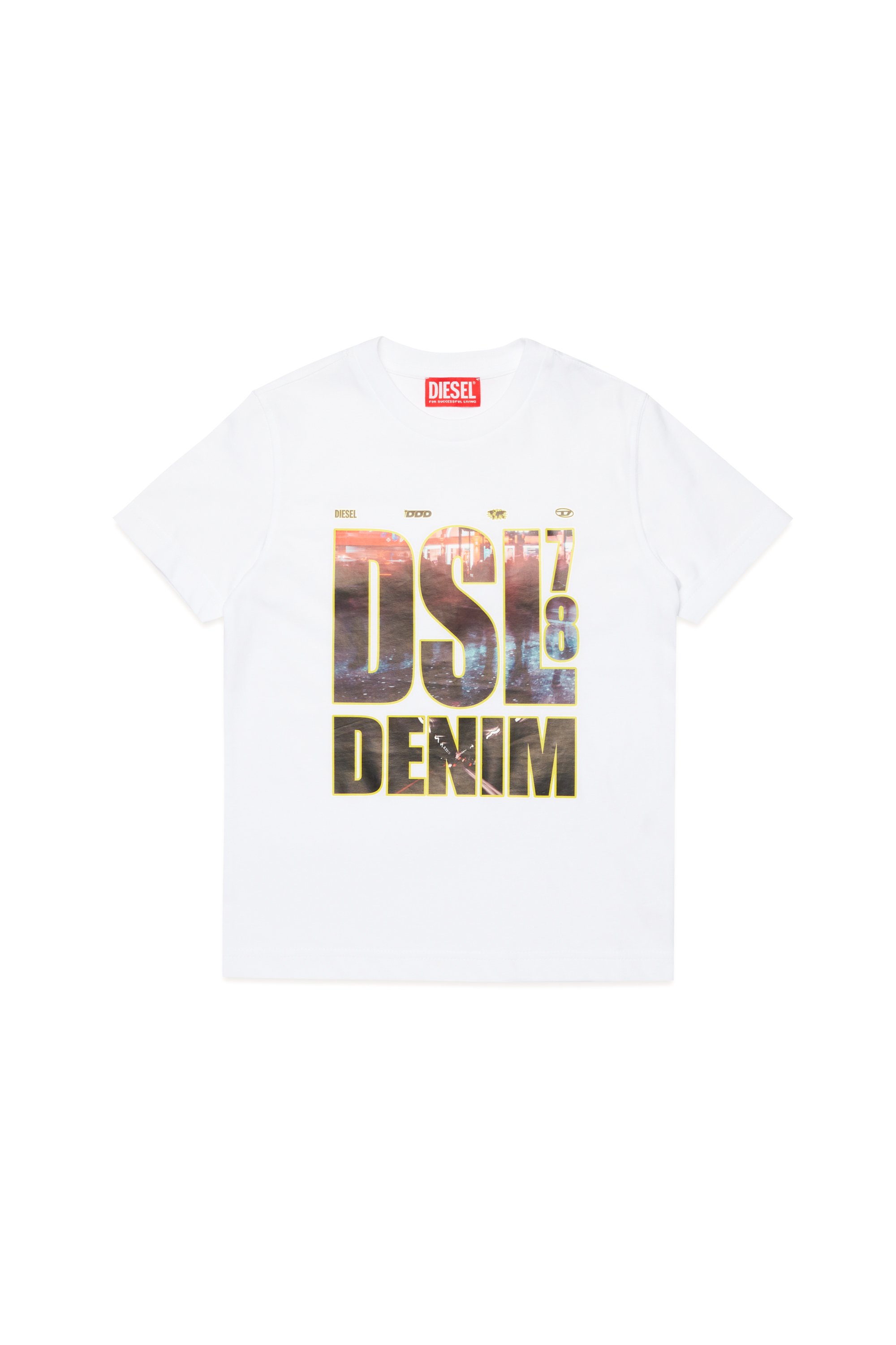 Diesel - TDIEGORL7, Man's T-shirt with photo Diesel Denim 78 print in White - 1