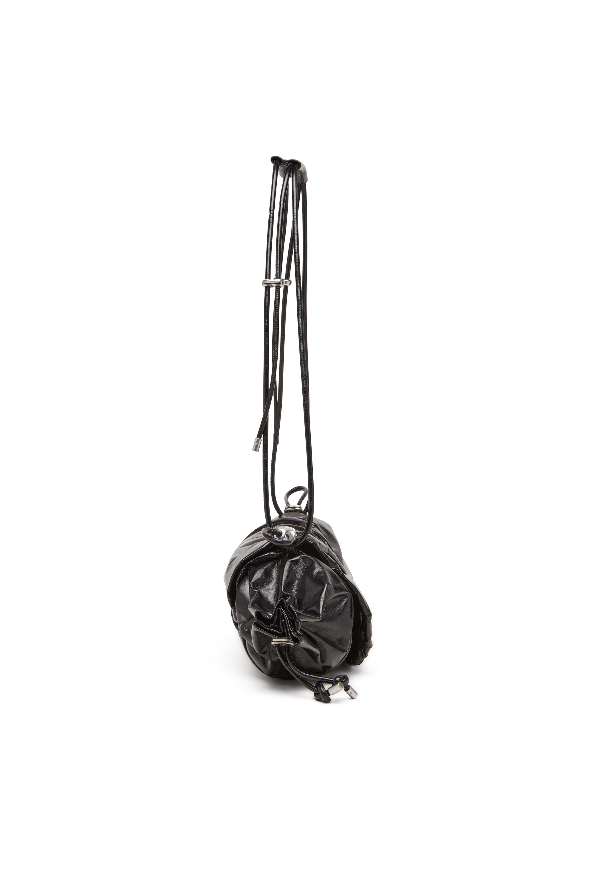 Diesel - SCRUNCH-D SHOULDER M, Woman's Scrunch-D M-Borsa a spalla in pelle lucida in Black - 3