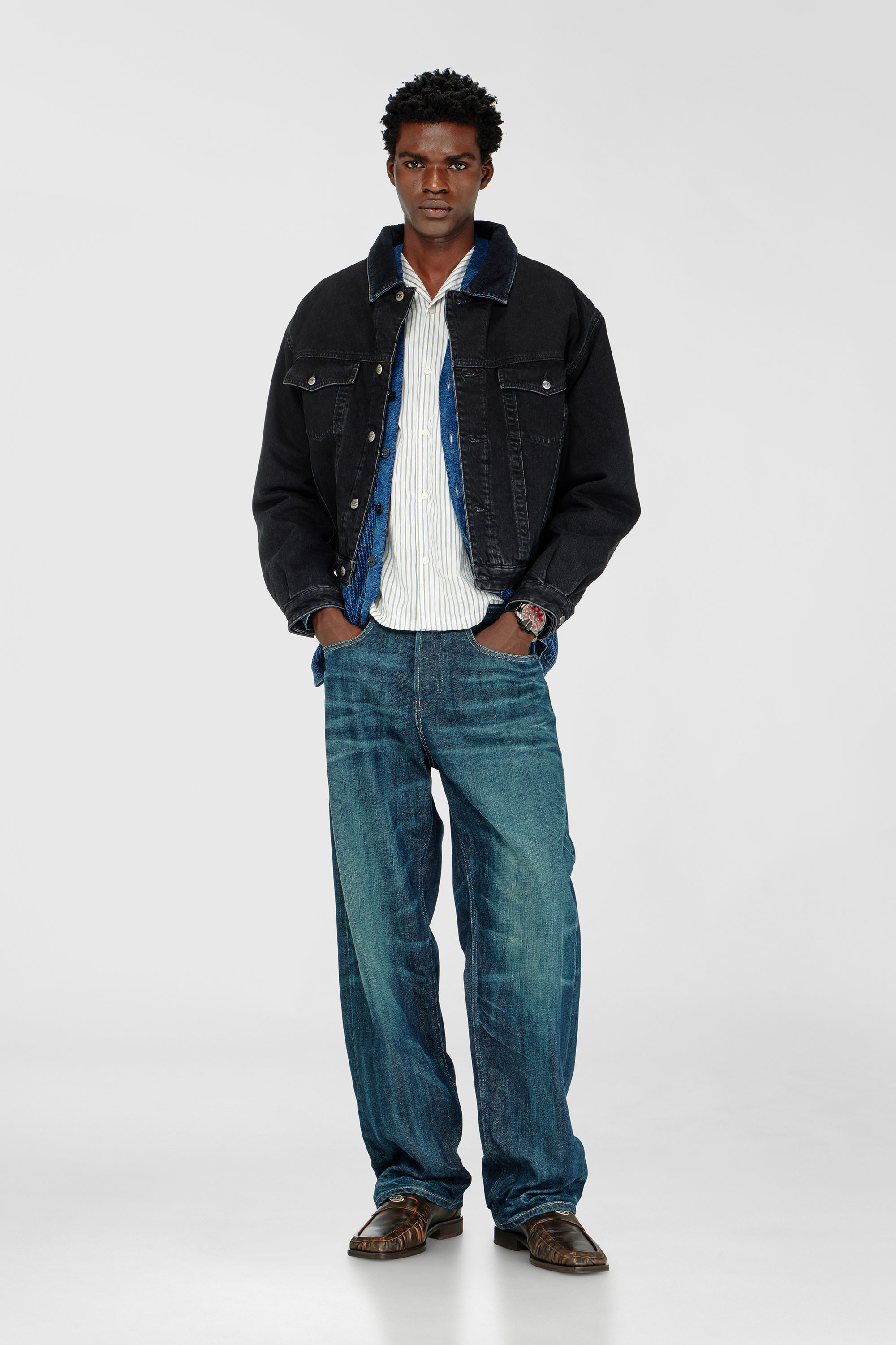 Padded trucker jacket in denim