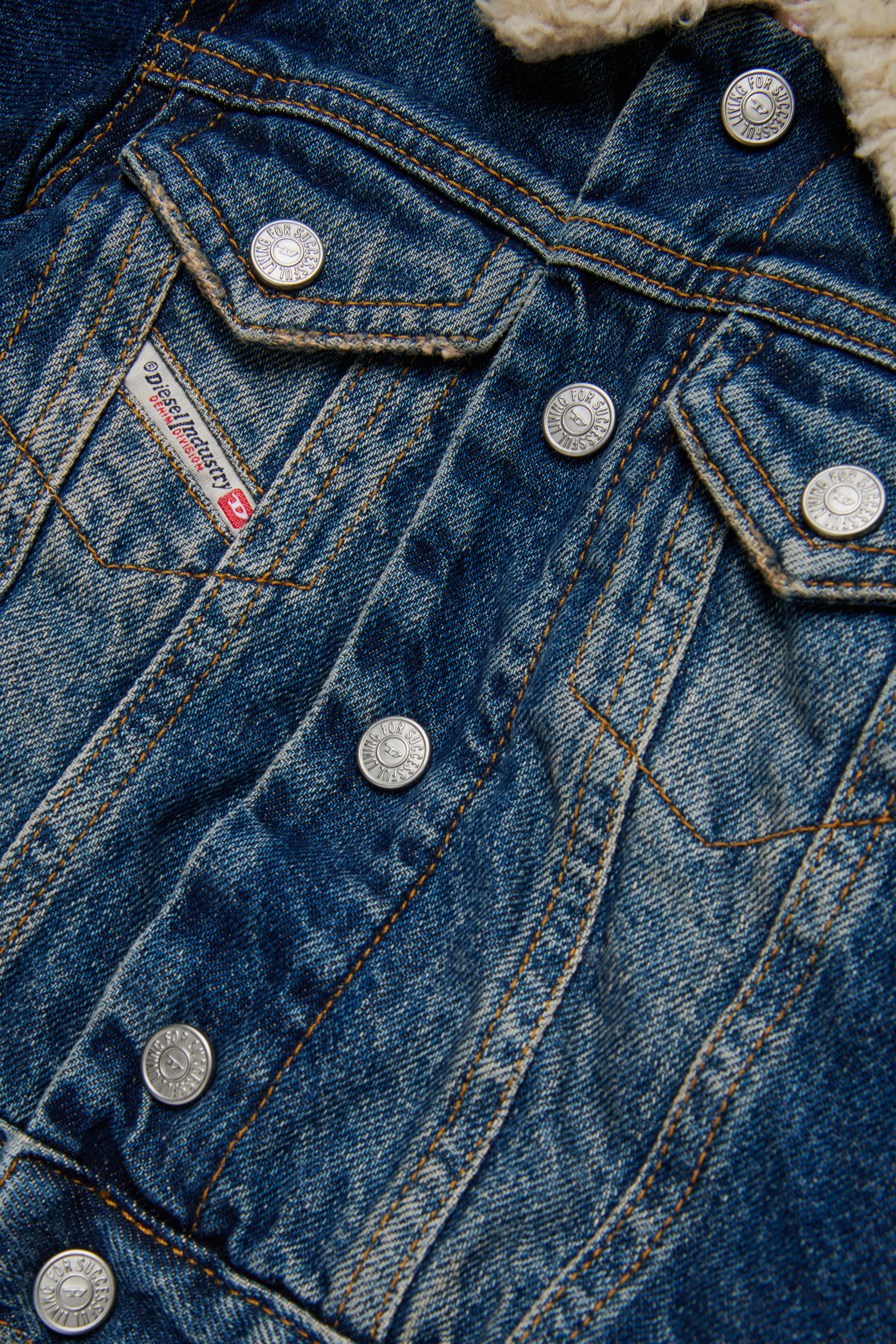 Diesel - JESKI-B, Man's Denim jacket with padded collar in Dark Blue - 4