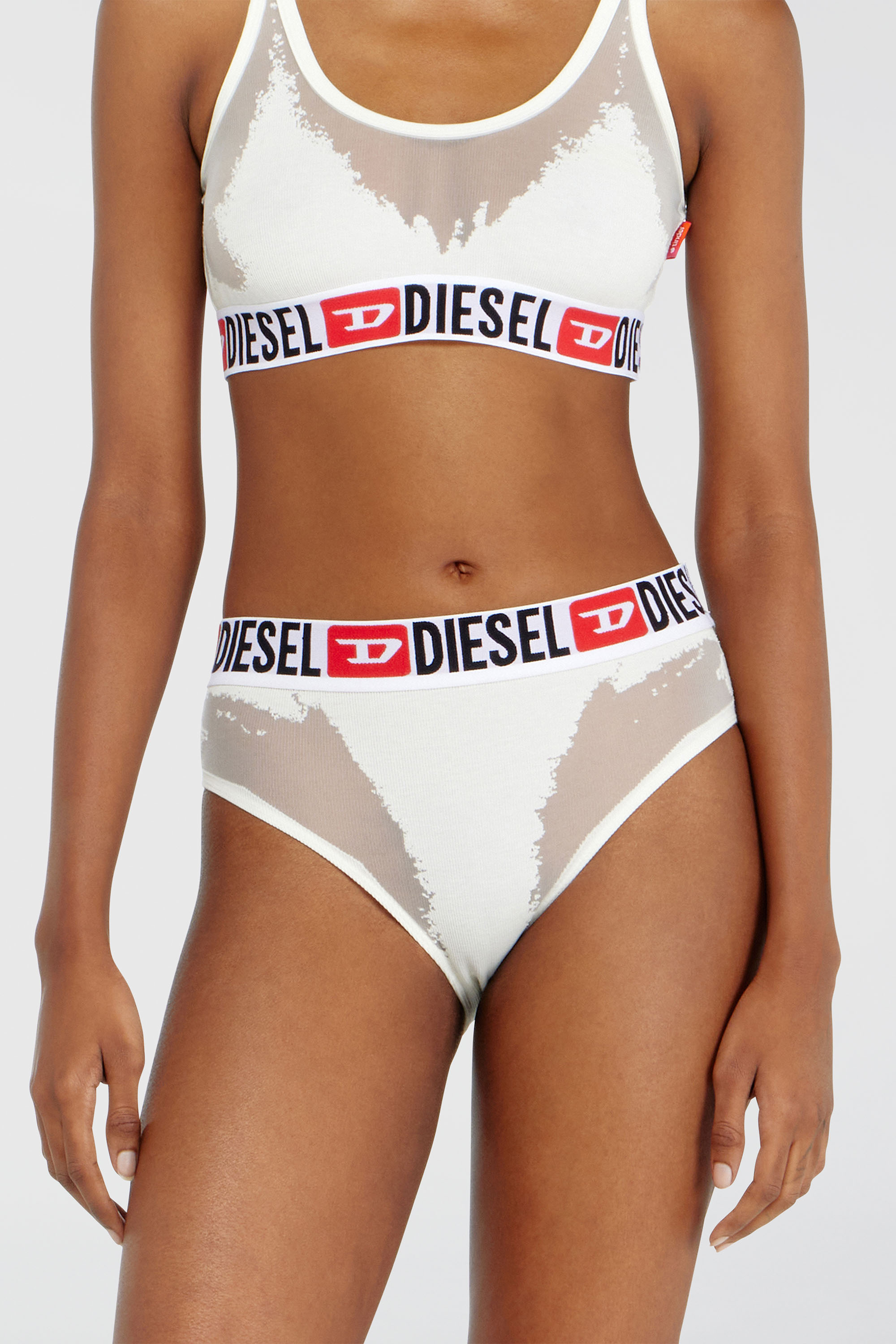 Diesel - PR-SAM-D-CORE, Woman's Briefs with sheer devor&eacute; effect in White - 3