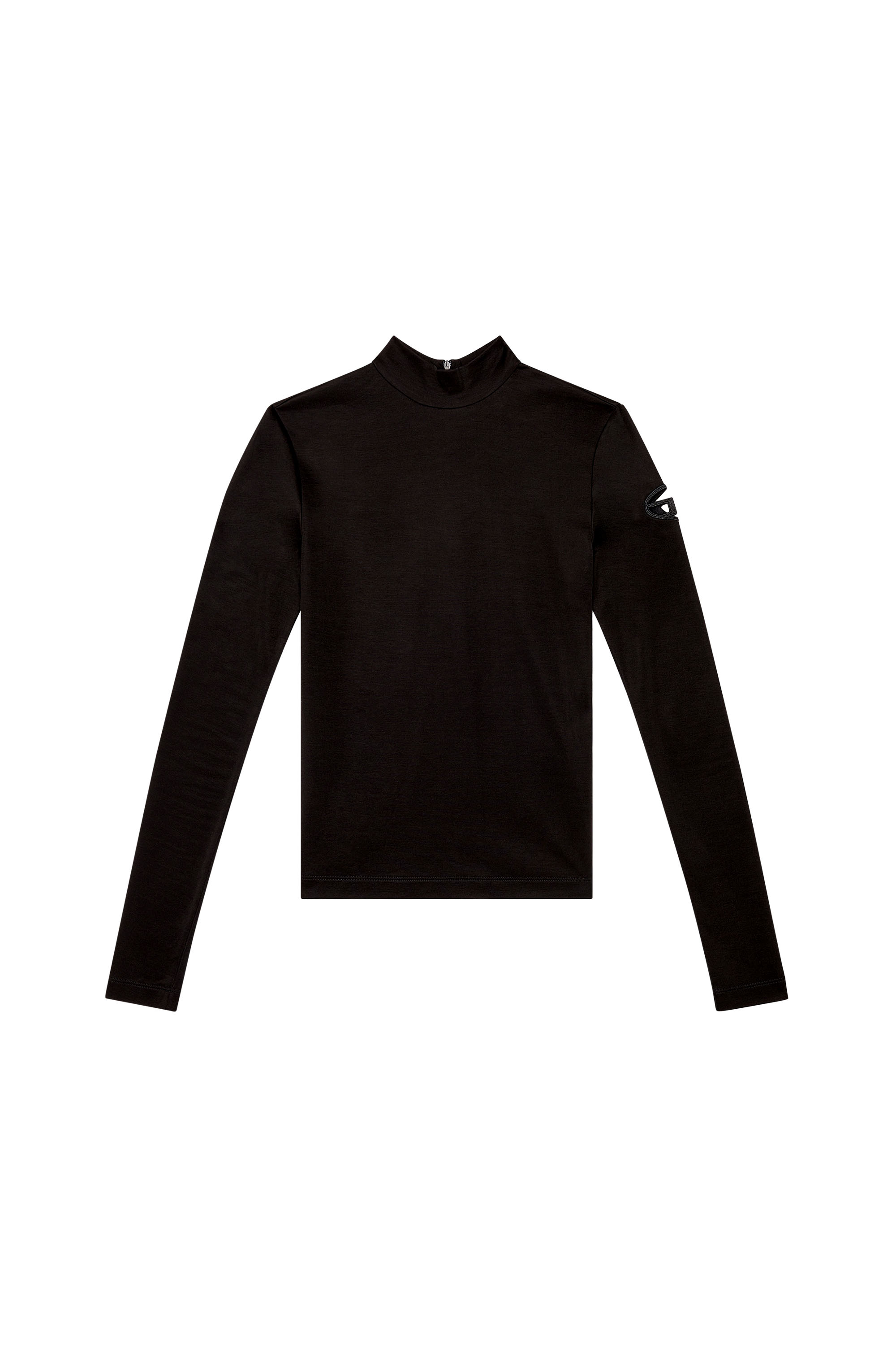 Diesel - T-ASTRA-OD, Woman's Mock-neck top in stretch interlock in Black - 2