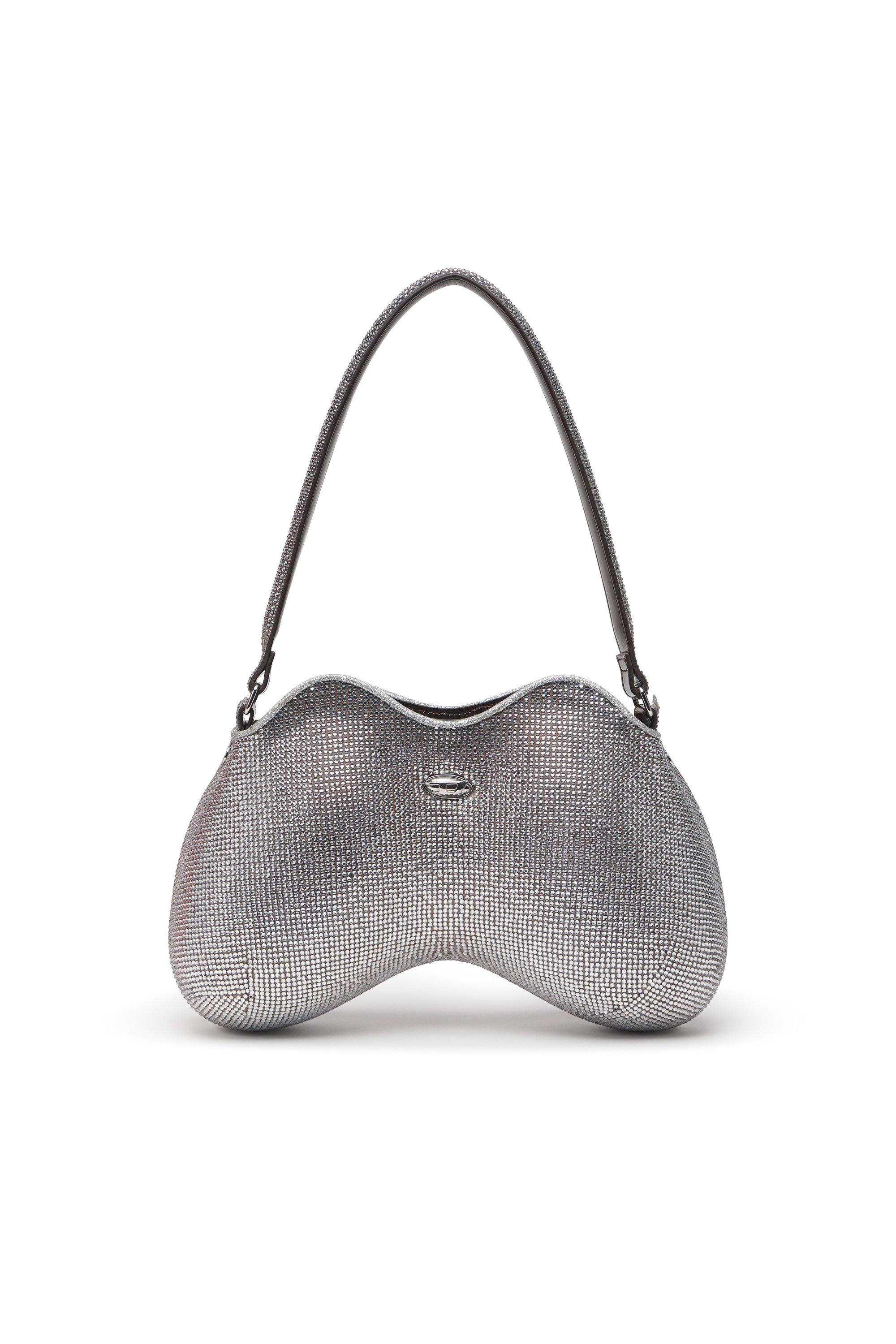 Diesel - DOUBLE-D SHOULDER, Woman's Double-D-Shoulder bag with all-over crystals in Silver - 1