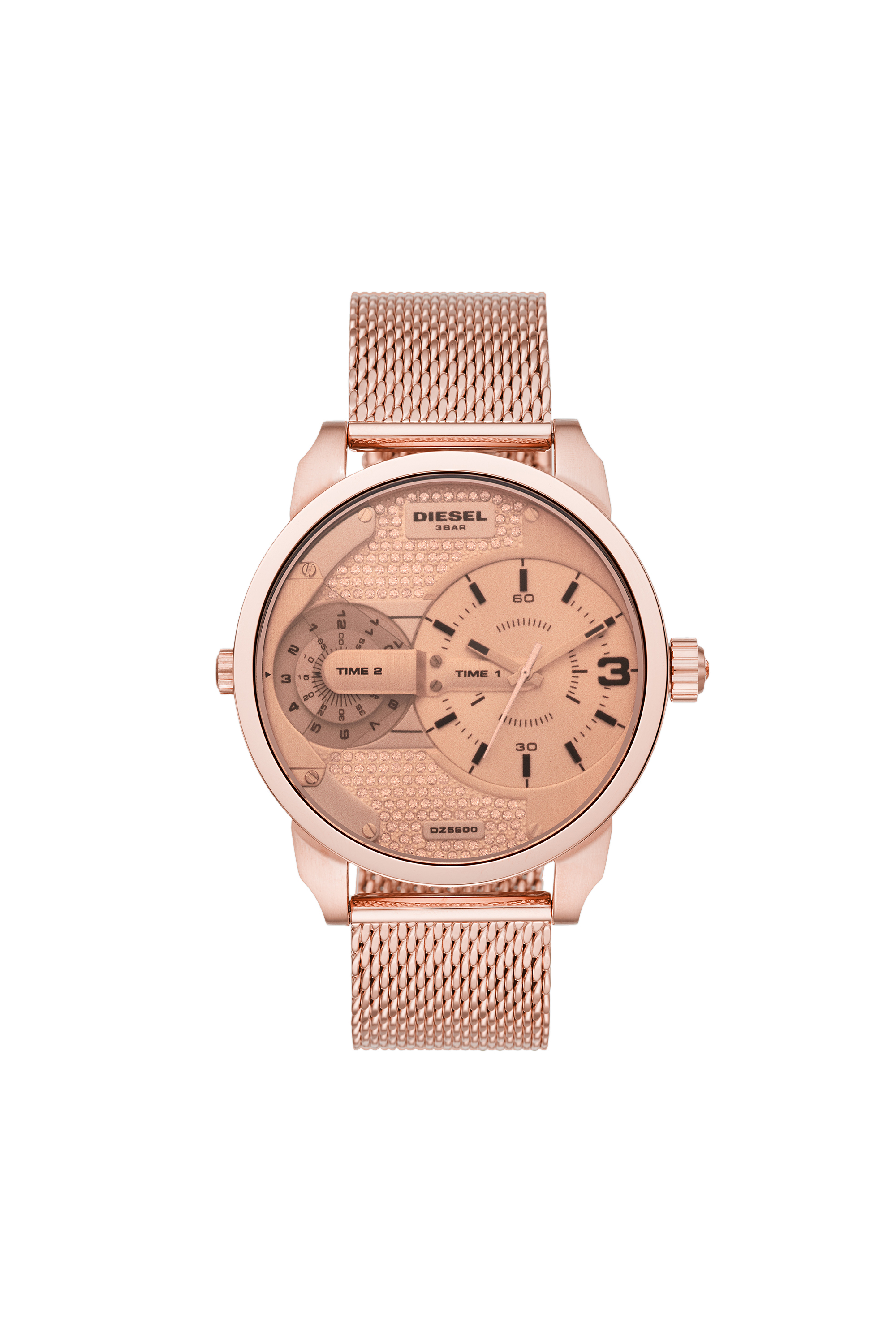 Diesel - DZ5600, Woman's Mini Daddy Multifunction Rose Gold-Tone Stainless Steel Watch in Pink - 1