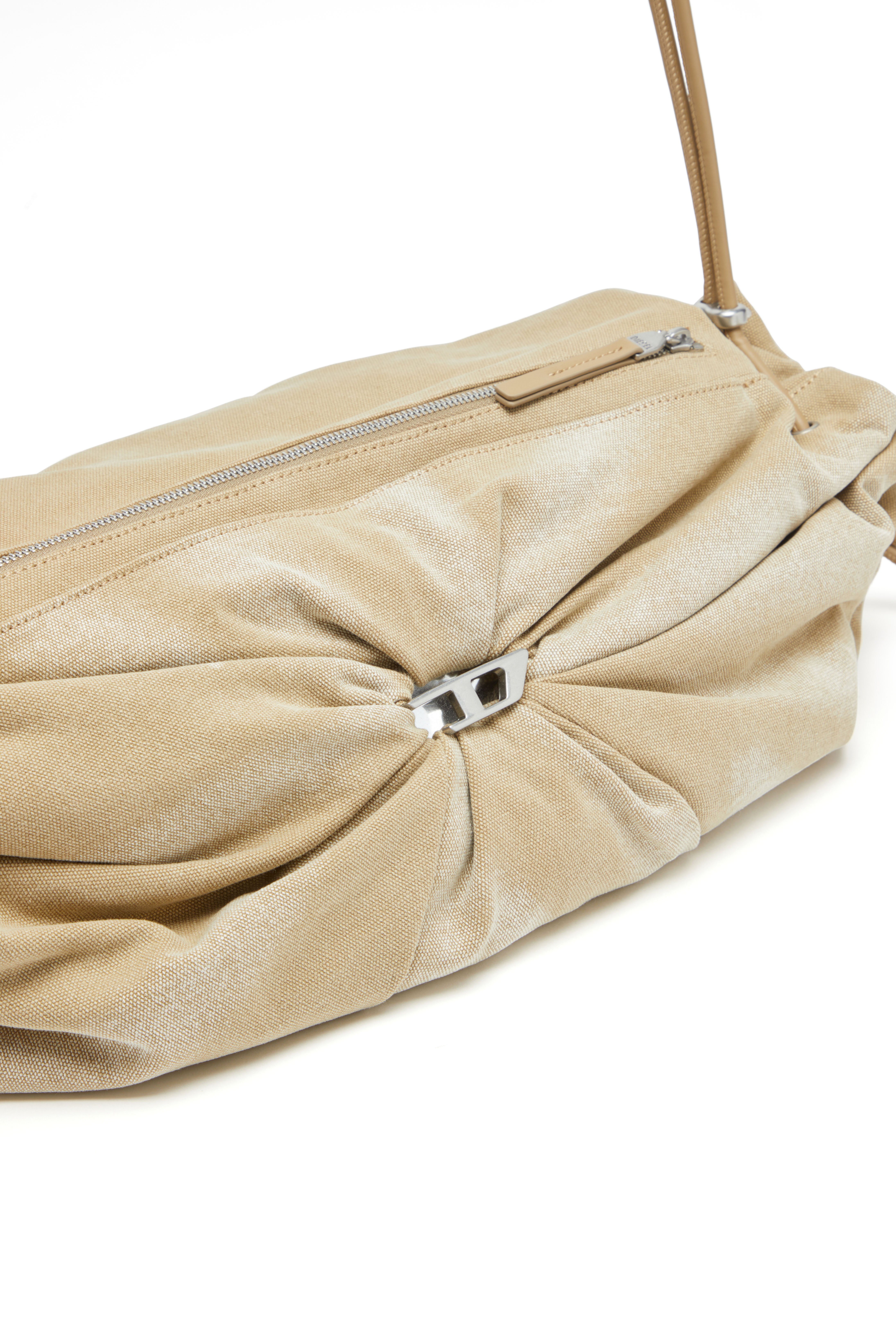 Diesel - SCRUNCH-D CROSSBODY L, Woman's Scrunched duffle bag in treated canvas in Beige - 5