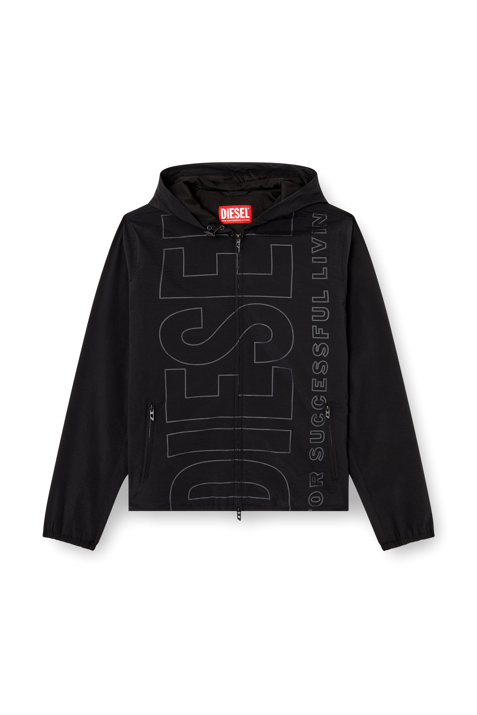 Diesel - J-ANDREW, Man's Nylon jacket with outline logo in Black - 3