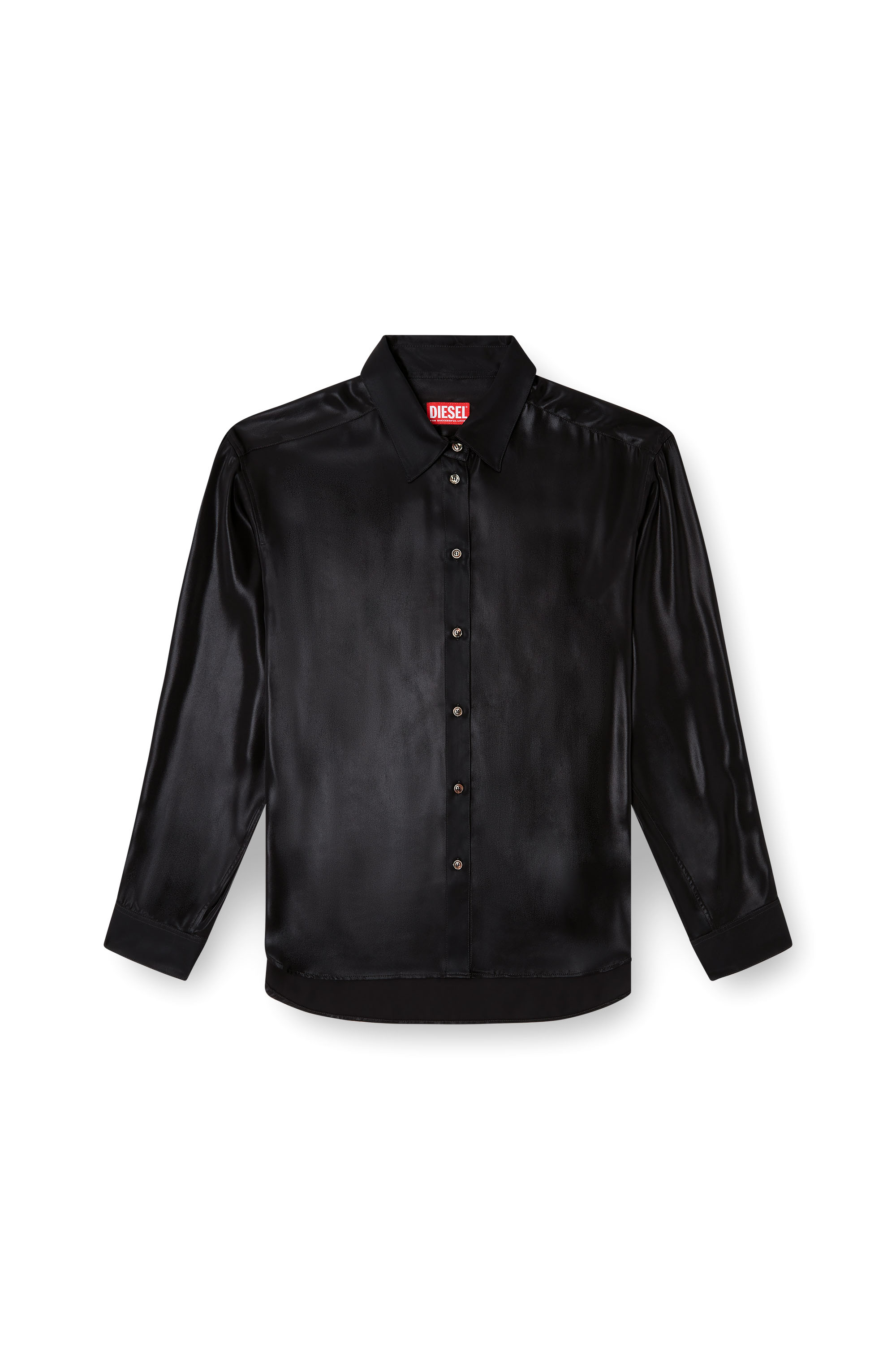 Diesel - S-SIMPLY-C-WN-Q1, Woman's Fluid shirt in laminated fabric in Black - 3