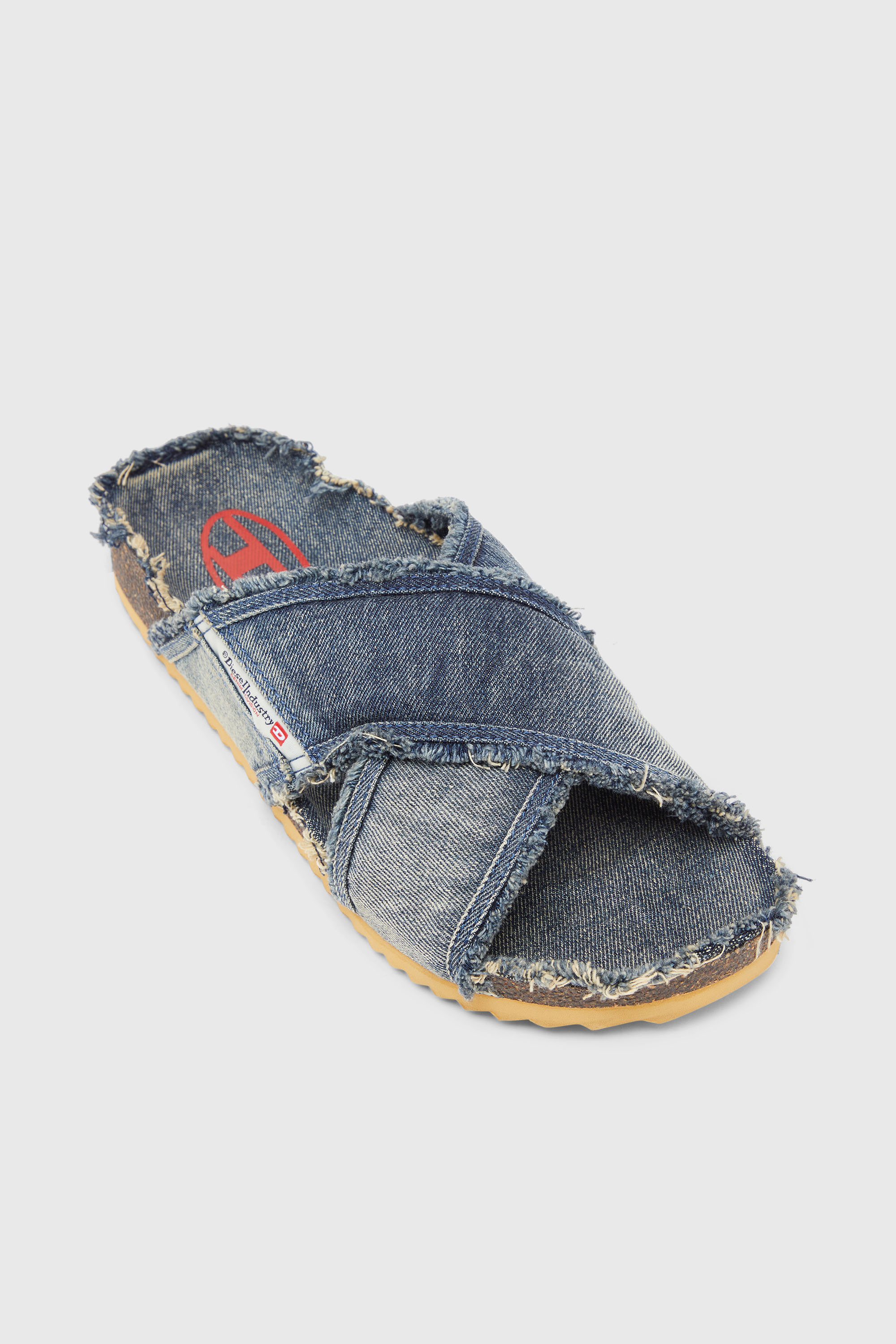 Diesel - D-WOODSTOCK CROSS, Man's D-Woodstock-Crossover slides in frayed denim in Medium blue - 6