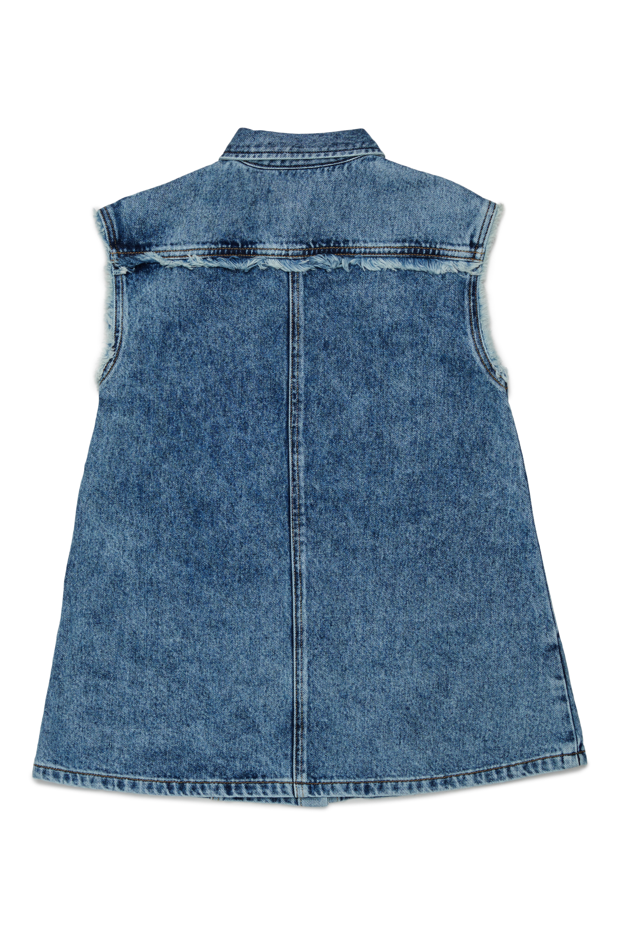 Diesel - DELKA, Woman's Sleeveless shirt dress in marble-effect denim in Medium blue - 2