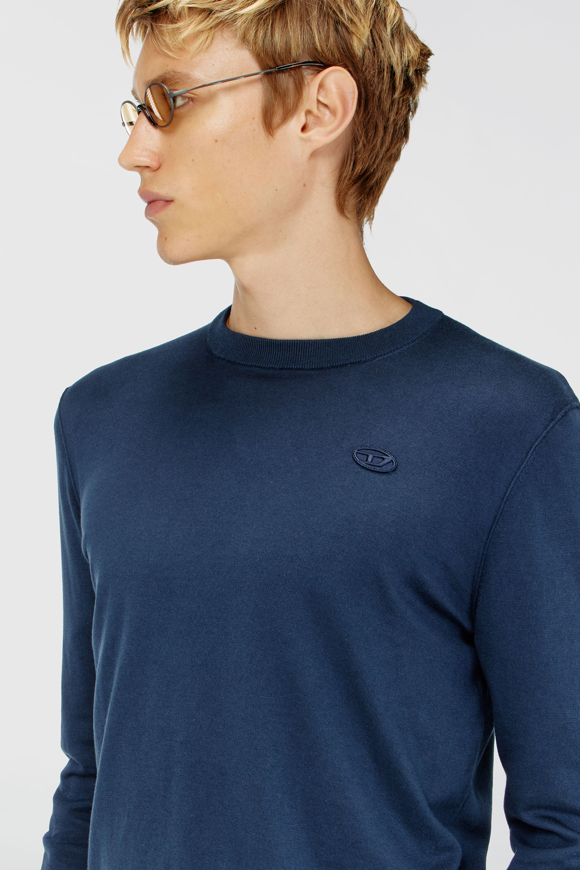 Diesel - K-FREEX-TAG-T92, Man's Cotton knitwear with tonal logo in Blue - 5