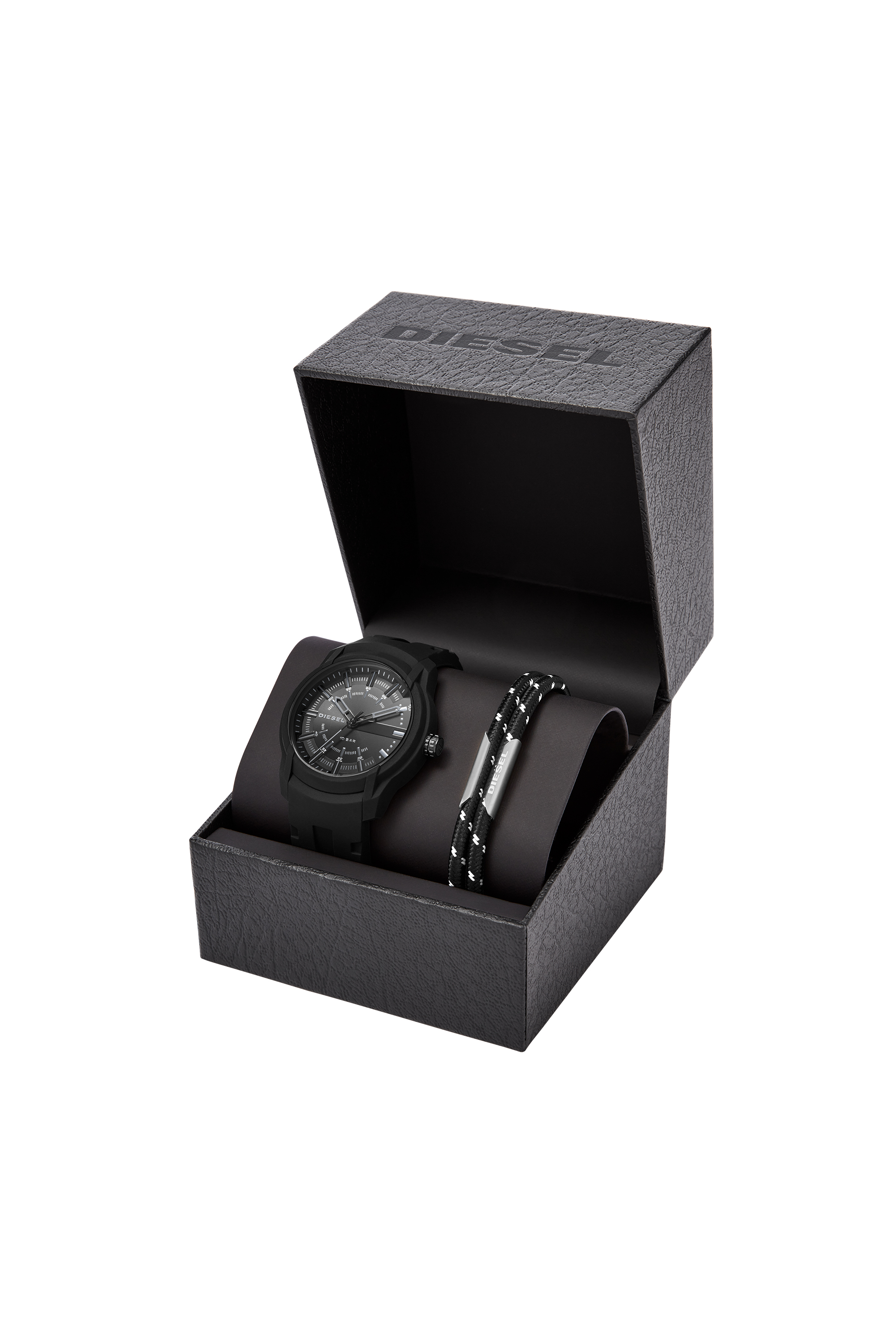 Diesel - DZ1978, Man's Armbar Silicone Watch and Bracelet Set in Black - 4