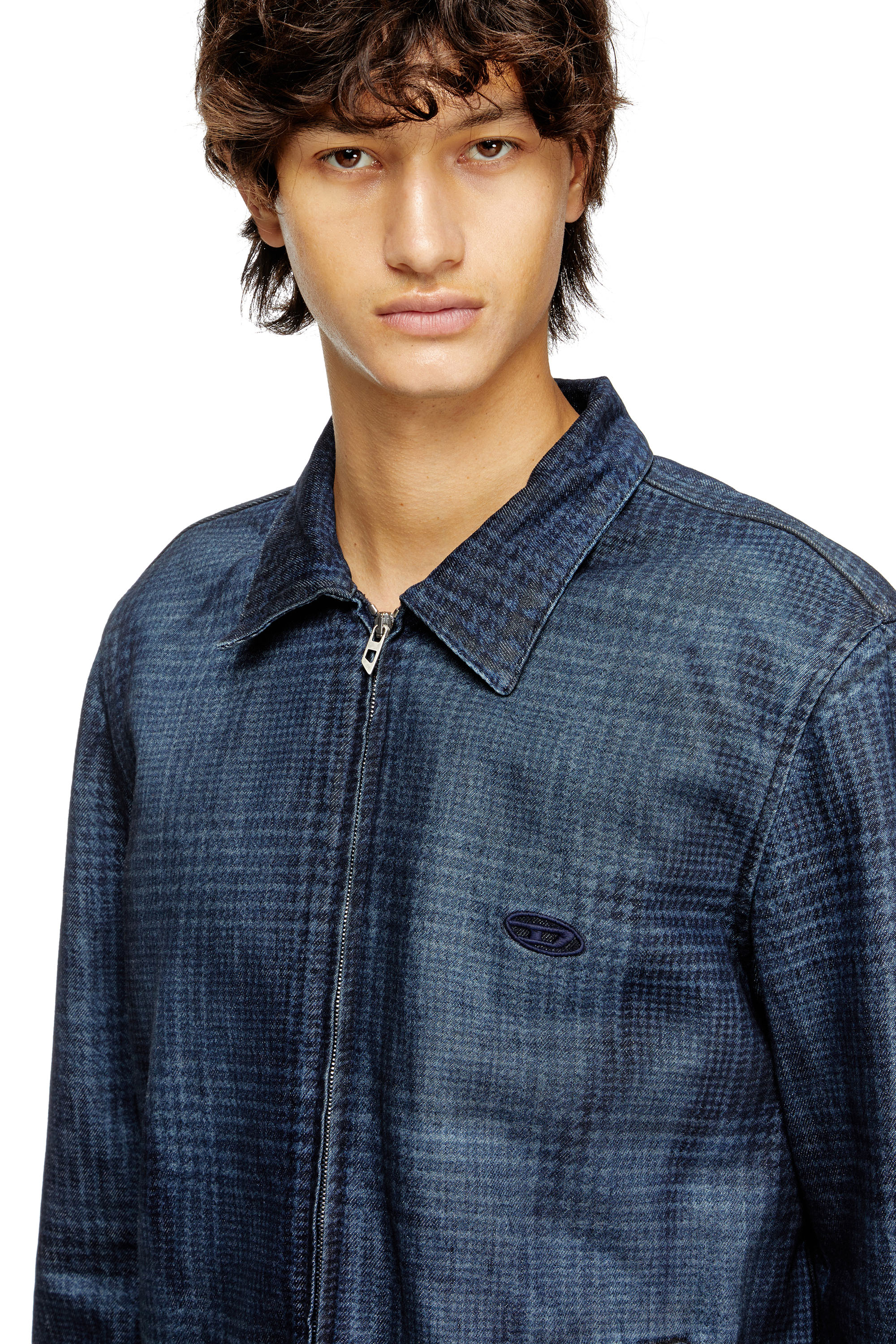 Diesel - D-ROHEEN-S, Man's Jacket in Prince of Wales denim in Dark Blue - 5