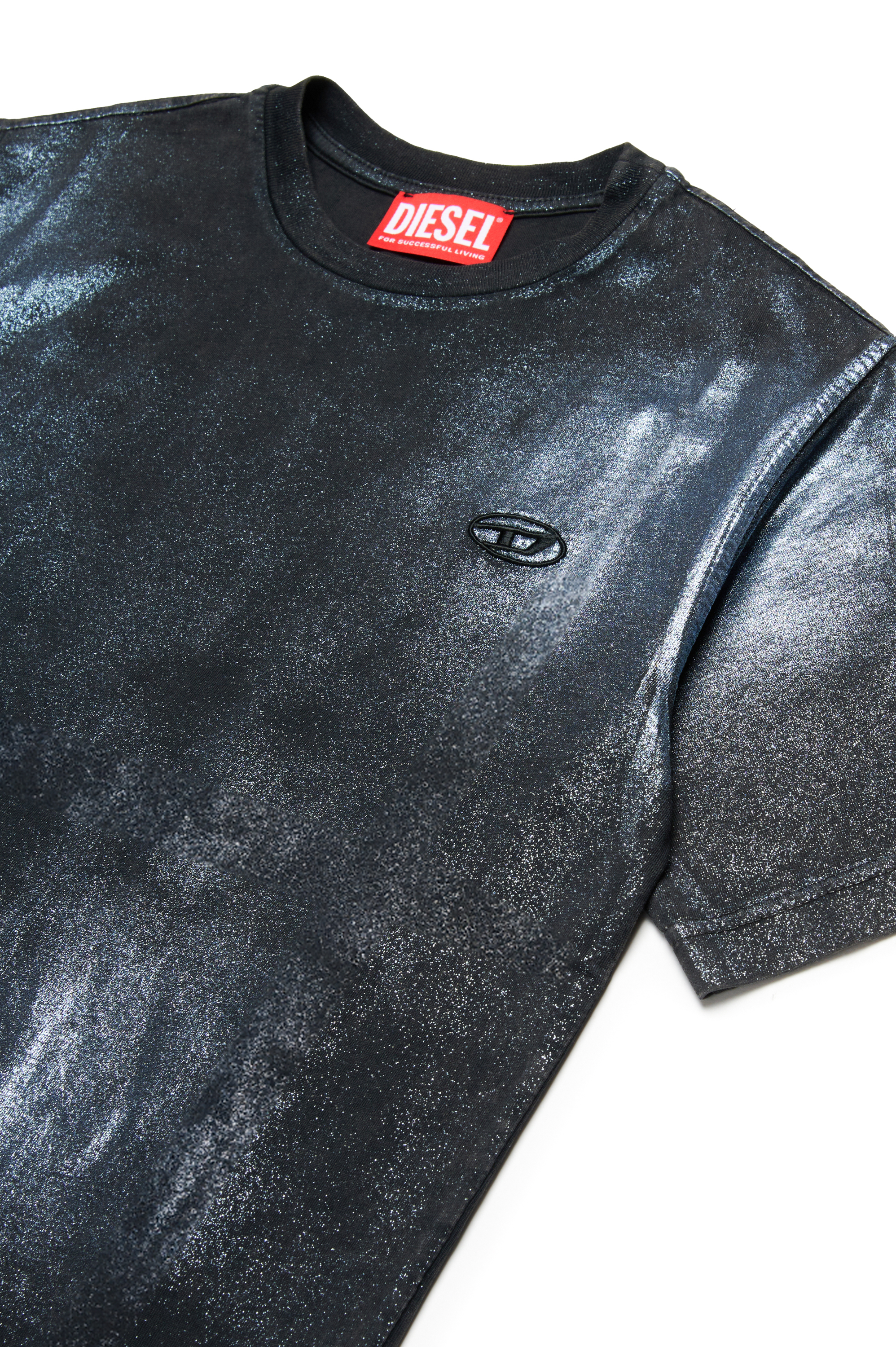 Diesel - TBUXT OVER, Unisex's Faded T-shirt with metallic effects in Black - 3