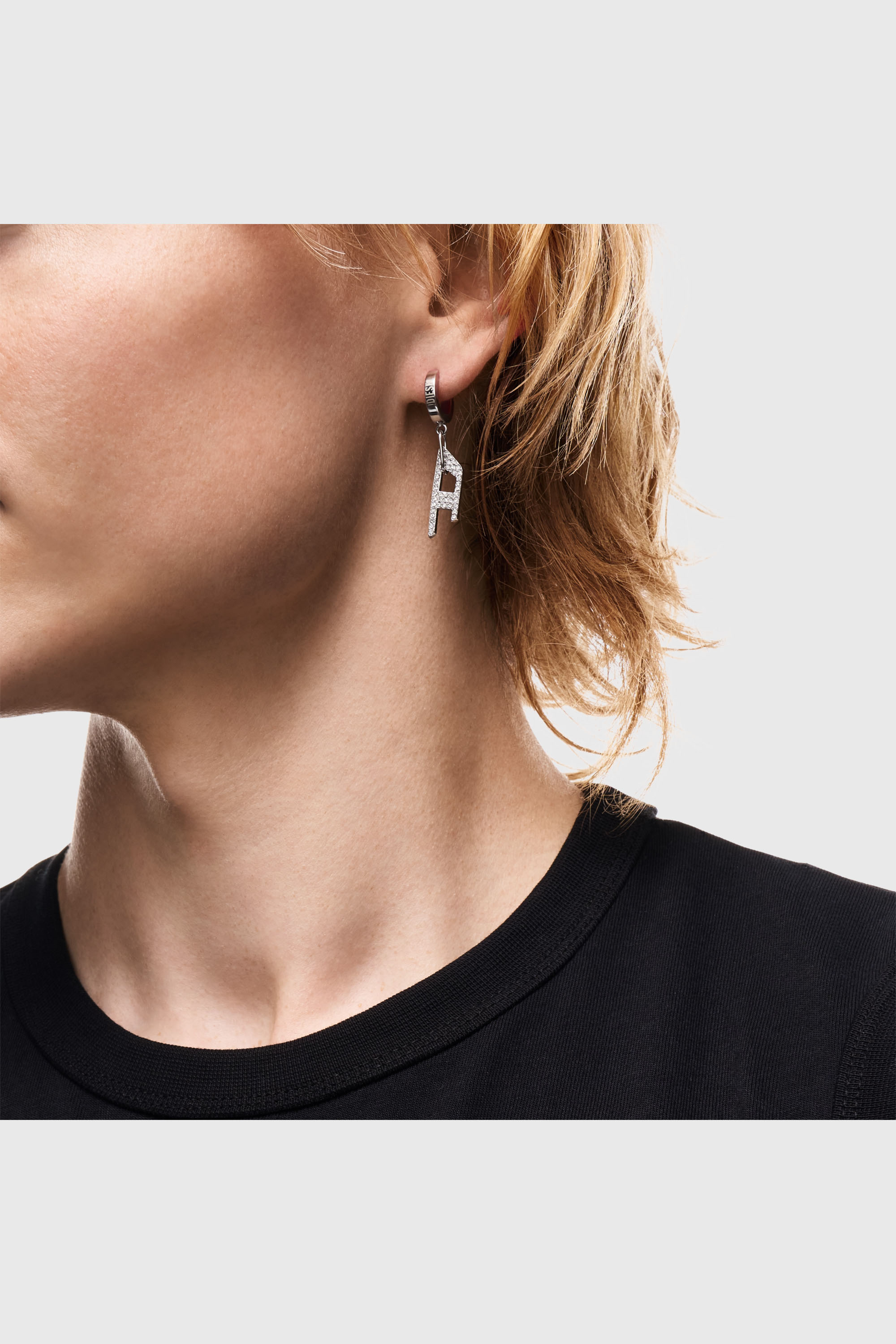 Diesel - DX1706040 JEWELLERY, Unisex's Stainless steel glitz D drop earring in Silver - 4