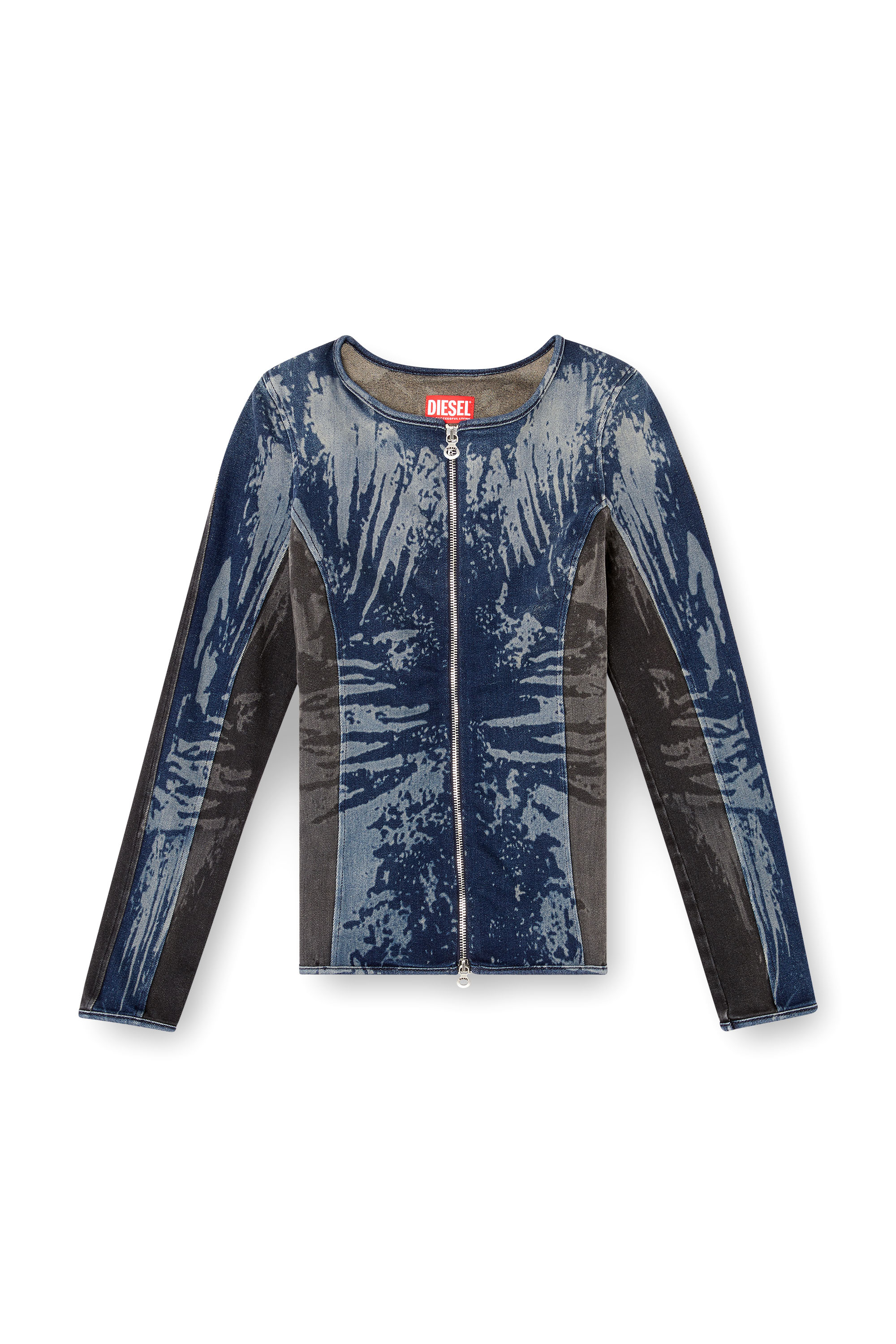 Diesel - DE-GARY-S, Woman's Zipped top in bicolour denim in Dark Blue - 5